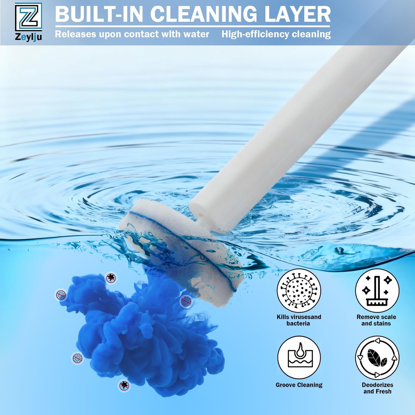 100 Count Toilet Brush Refill Heads for Clorox Wand,Upgrade Fiber,Bath Tub Sink Toilet Bowl Accessories,Easy Release Replacement Heads