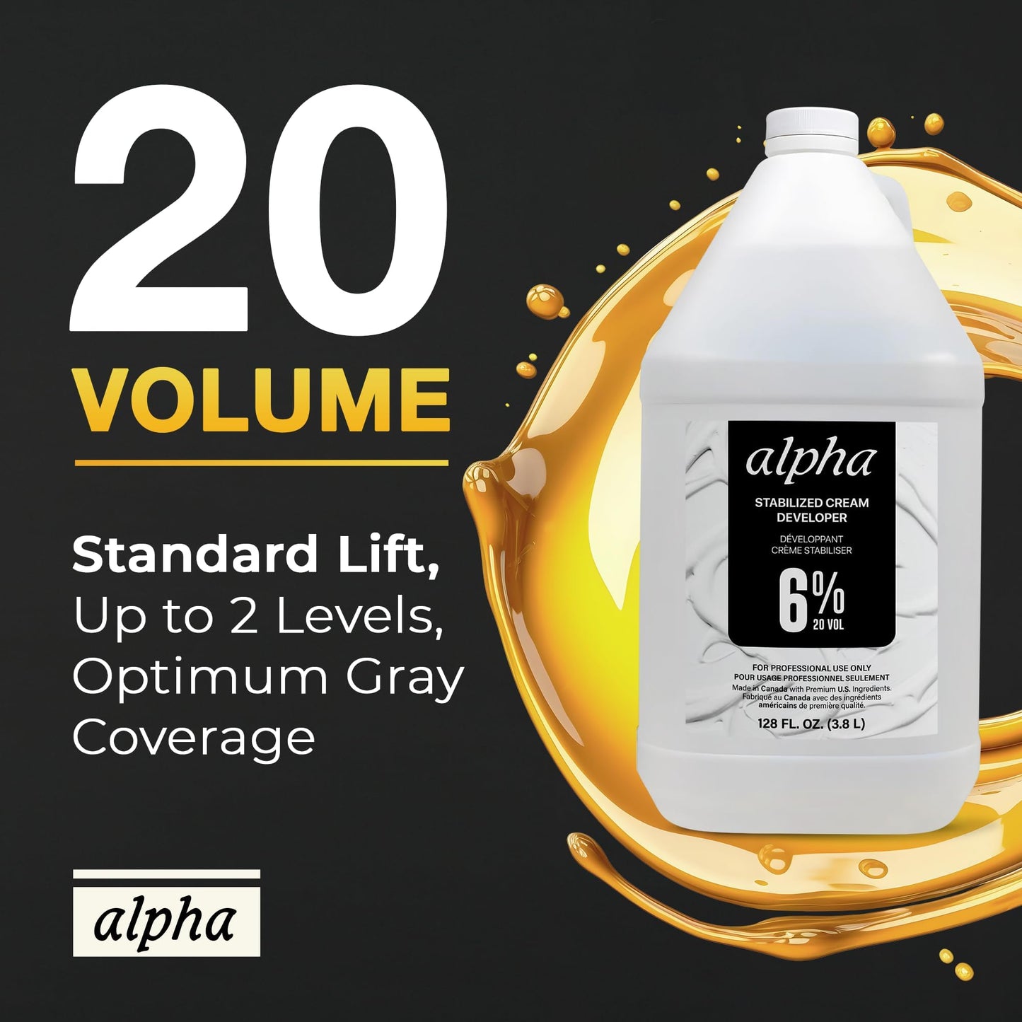 Alpha Stabilized Cream Developer - Vibrant Color Transformations with Enhanced Stability Hair Developer, Peroxide Developer for Softer, Silkier, Better Conditioned Hair - 20 Volume, 133.2 oz