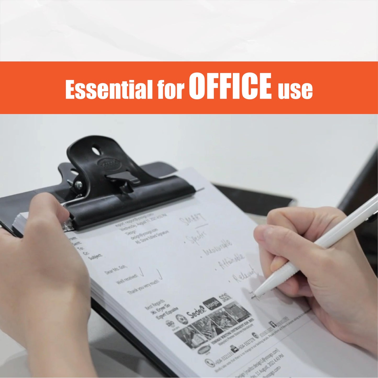 Yosogo A4/Letter Size Plastic Clipboard – 2 Pack with Handy Pen Holder & Bonus Pen – Holds up to 40 Sheets – Durable Plastic – Writing, Office, Stationary, School Supplies Set