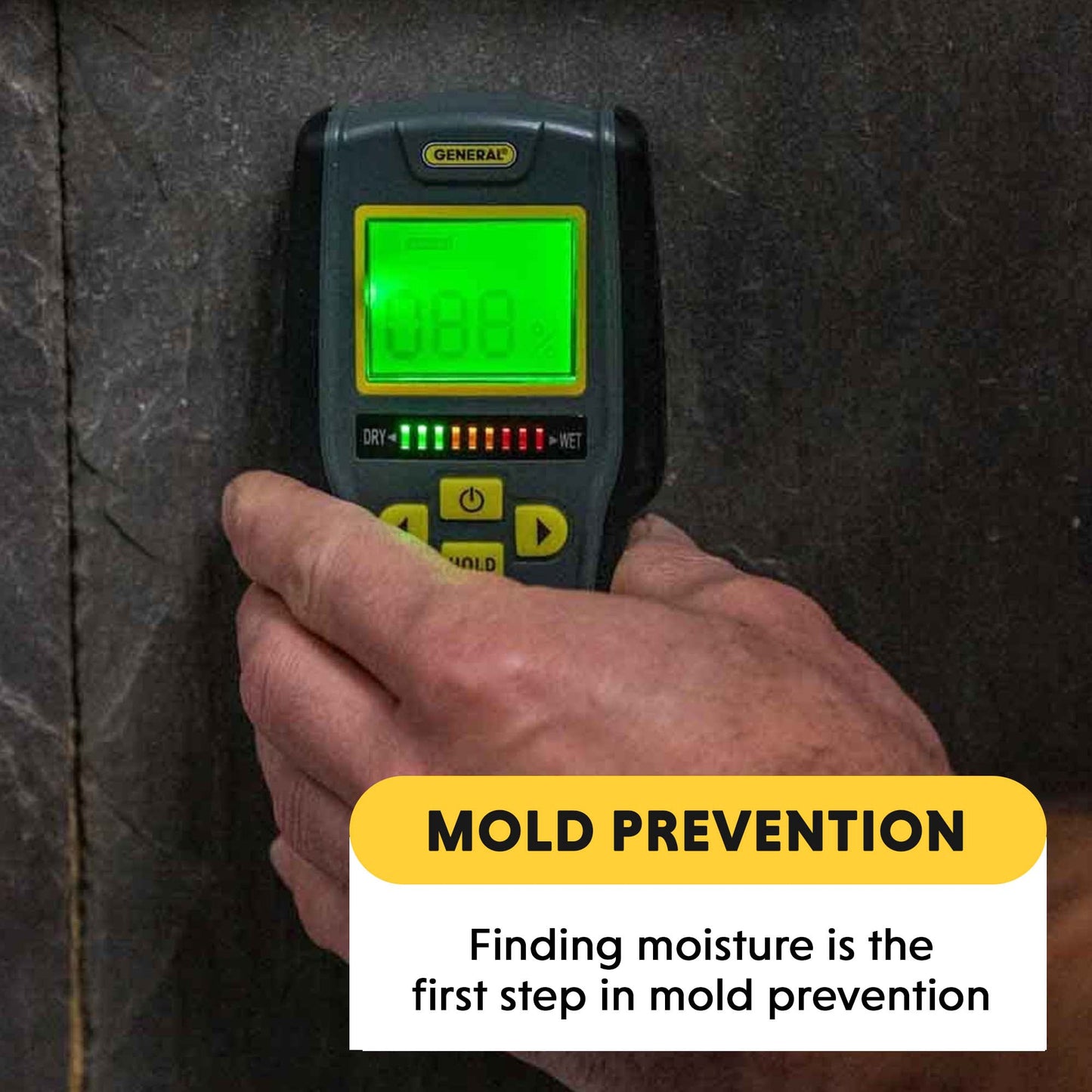 General Tools MMD7NP Moisture Meter, Pinless, Digital LCD with Tricolor Bar Graph