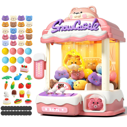 Claw Machine for Kids, Mini Vending Machine with Music, Prize Dispenser Toys for Girls and Boys, Electronic Claw Game Machine for Party Birthdays, Includes 45 Mini Toys (Medium)