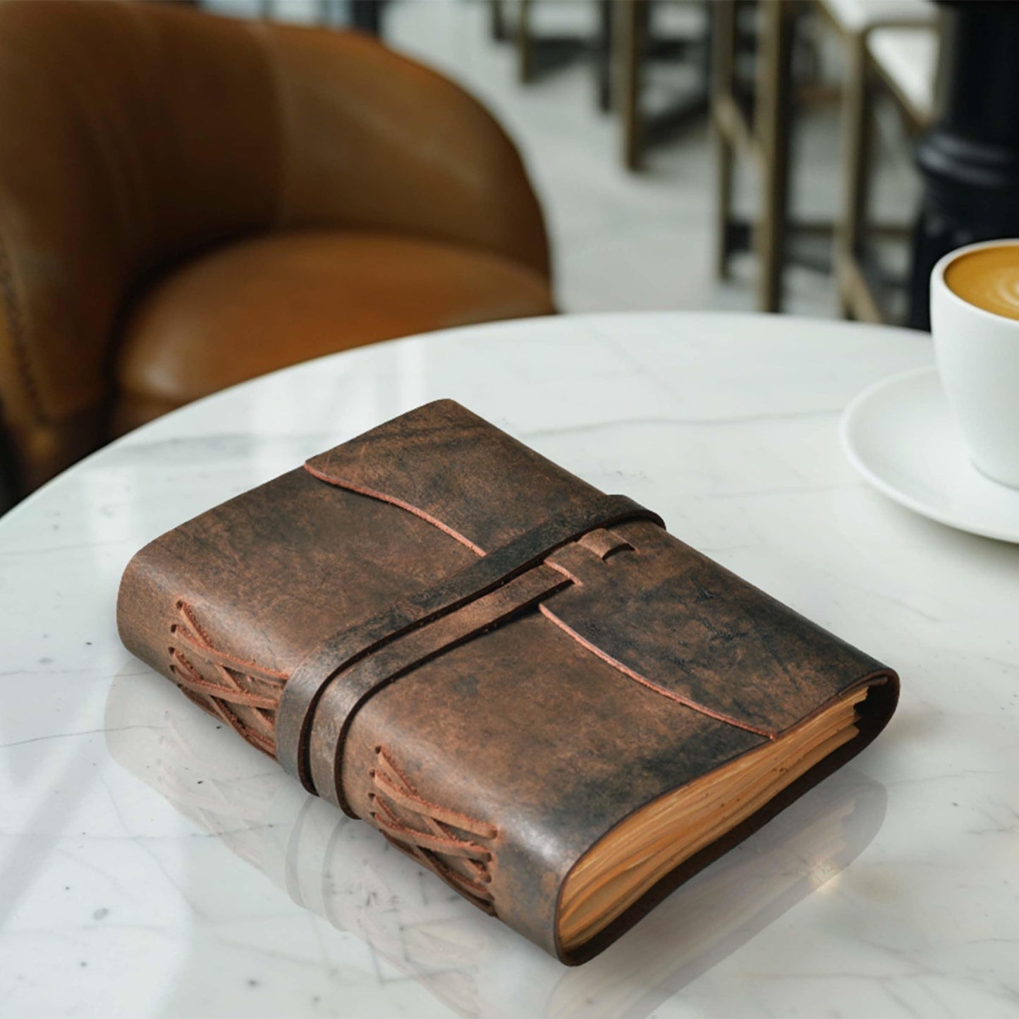 LEATHER VILLAGE Leather Bound Journal - Dark Brown, 8"X6", 220 Pages - Vintage Blank Paper Diary for Writing, Drawing, Sketchbook, and Travel Notebook - Ideal for Women and Men