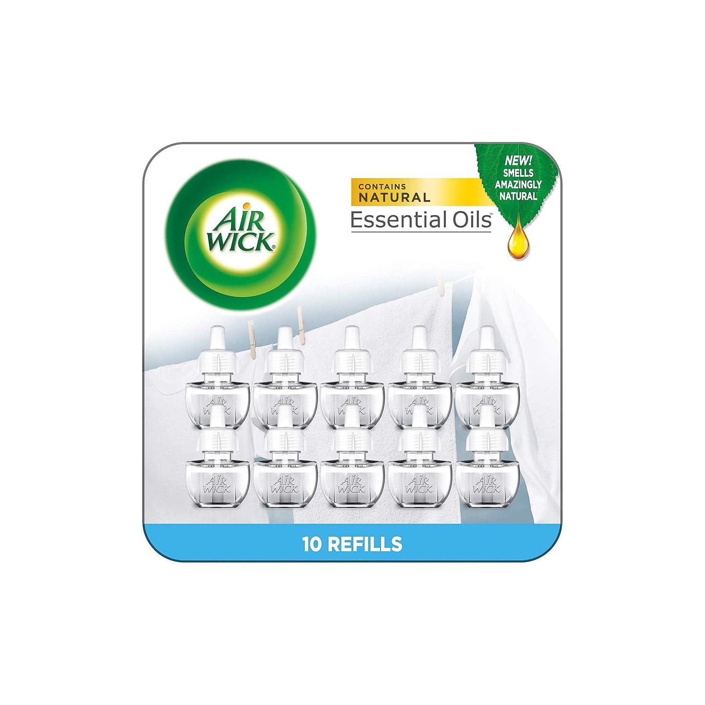 Air Wick Plug In Scented Oil 10 Refills, Fresh Waters, Eco Friendly, Essential Oils, Air Freshener
