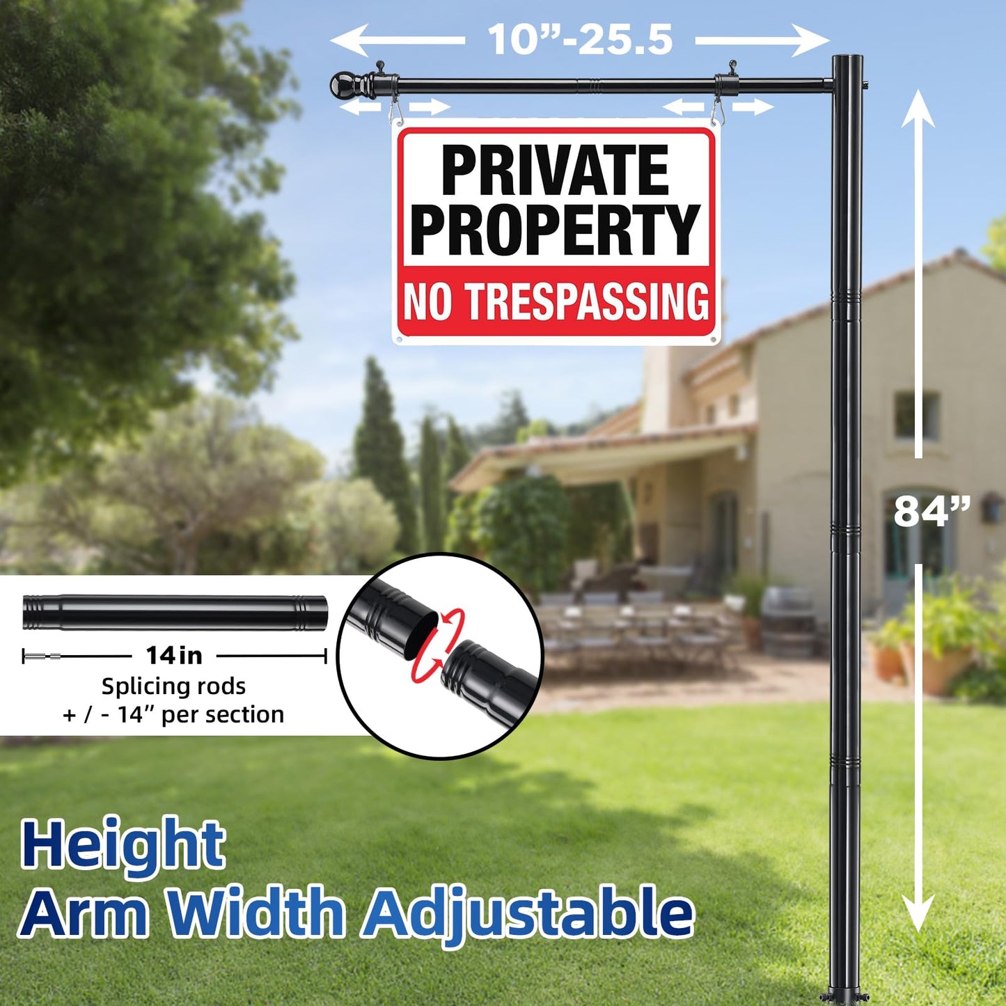 Real Estate Sign Posts, 7FT Tall Metal Real Estate Sign Posts for Sale Yard Signs Up to 24 Inch, Waterproof Home and Open House for Sale Holder, Commercial Grade Outside Yard Sign, NO SIGN