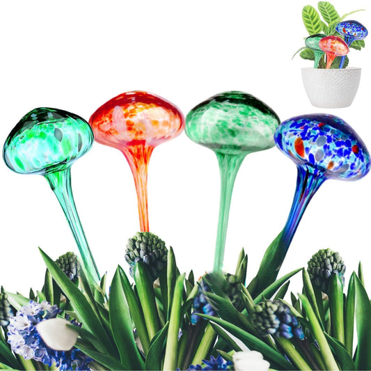 Merry'd rotation Plant Watering Globes 4 Pcs Multicolor Mushroom Self Watering Planter Insert, Plant Water Devices for Indoor & Outdoor Plants