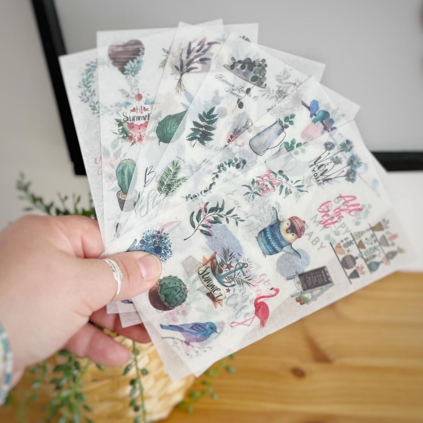 Printable Washi Sticker Paper for Inkjet & Laser Printer - 25 Sheets 8.5"x11" Full Sheet - Ultra Thin Semi-Transparent Matte Sticker Paper for Scrapbooking, Bullet Journal, DIY Vintage Decals