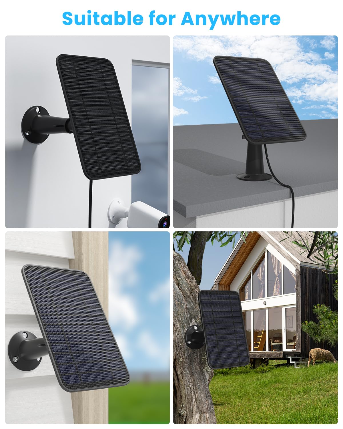 5W Solar Panel Compatible with Blink Outdoor 4(4th Gen)/Blink Outdoor(3rd Gen) XT3 & Blink XT2/XT Camera, Blink Solar Panel Charger with 13.1ft Cable Rubber Plug, IP65 Waterproof, Secure Mount, 4 Pack