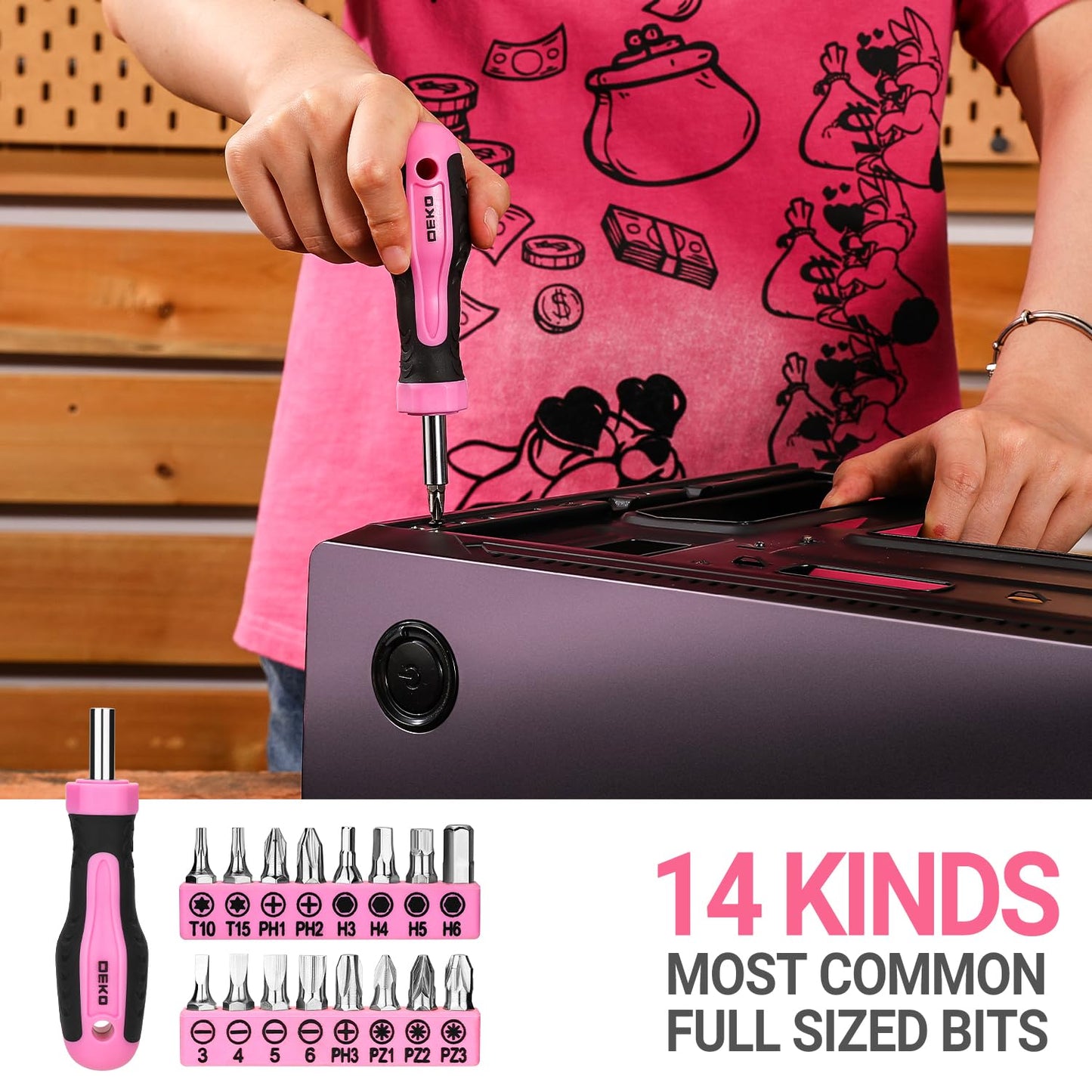 Pink Tool Kit: DEKOPRO Pink Tool Kit: Tool Set for Women Ladies, Home Tool Kit Set, DIY & Tools, Tool Kits for Home, Hand Tool Kits for Women, 42 Pieces