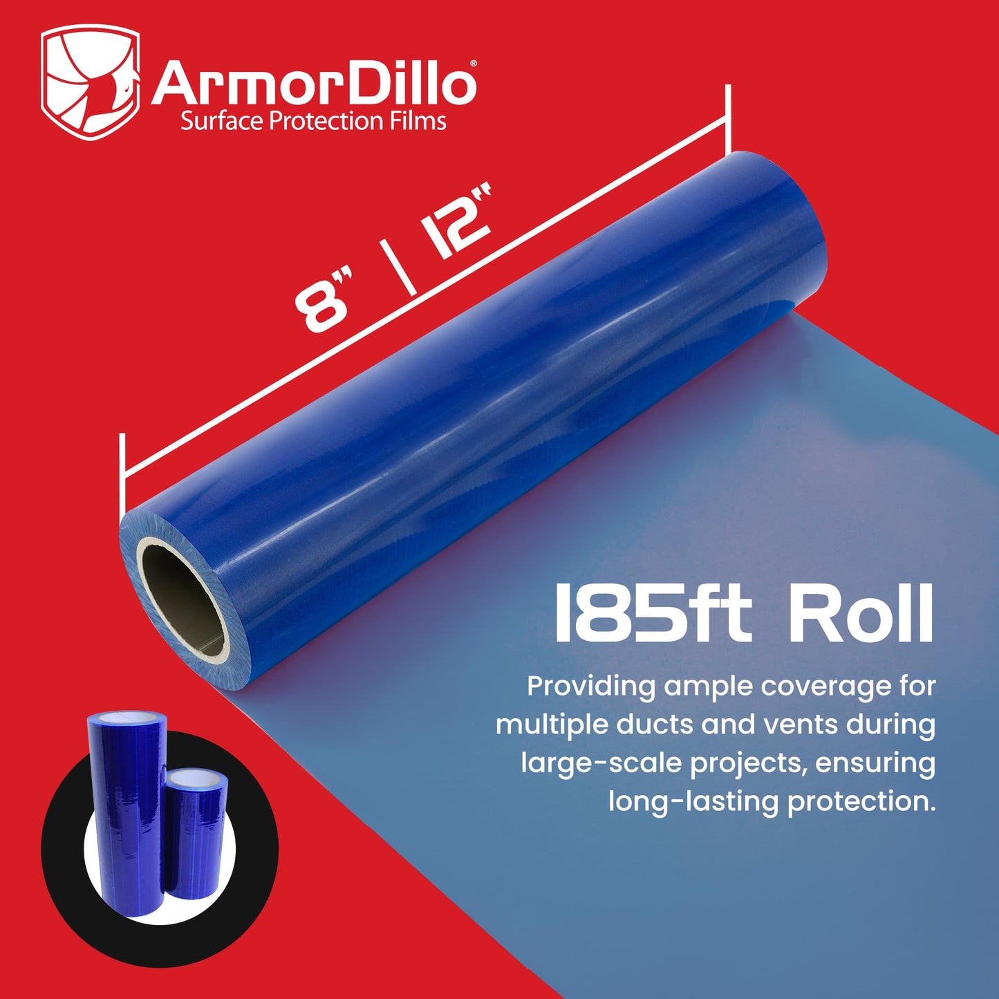 ArmorDillo HVAC Vent Film Duct Masking Tape Temporary Register Sealing Tape (12” x 185)