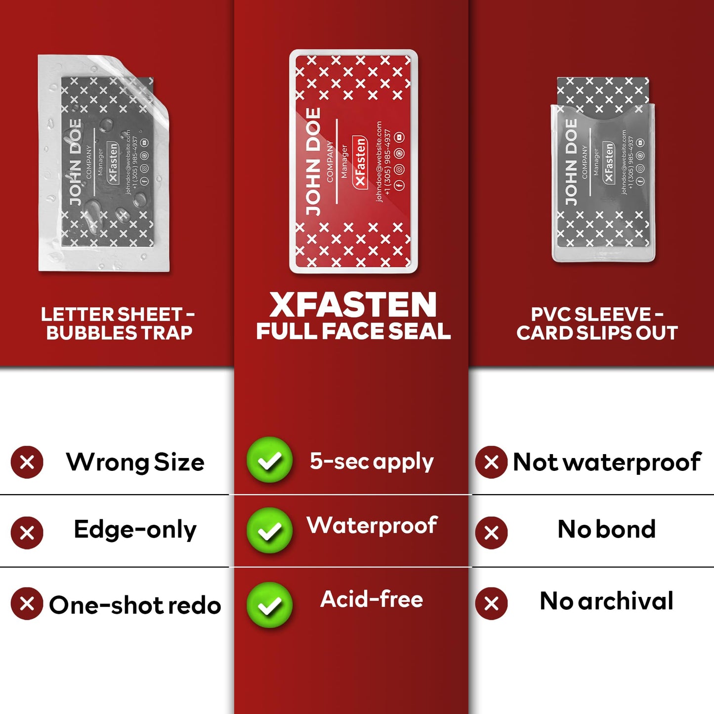 XFasten Self Seal Laminating Pouches Business Card Size 4-Inch x 3-Inch 100-Pack, 10 Mil Business Card Laminating Pouches Non-Yellowing Self Sealing Laminating Sheets Business Card Size