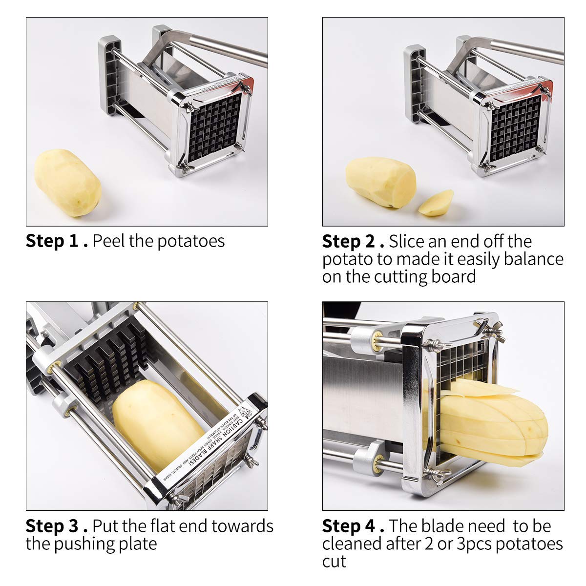 French Fry Cutter, SOPITO Professional Potato Cutter Stainless Steel Commercial Restaurant with 1/2-Inch Blade for Potatoes, Carrot and More
