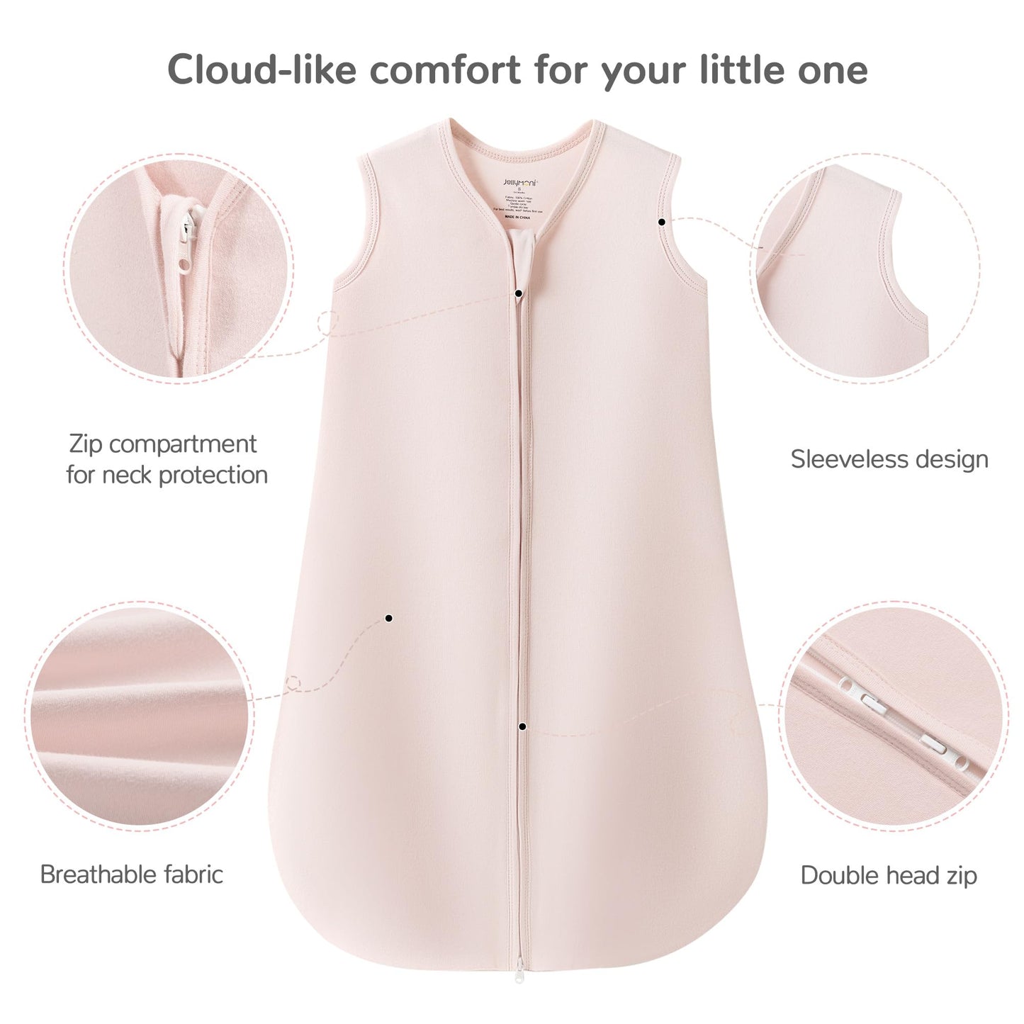 JELLYMONI Baby Sleep Sack 0-6 Months, 100% Cotton 3 Pack 0.5 TOG Baby Wearable Blanket Infant Sleep Sack with 4-Way Zipper Newborn Sleep Sacks