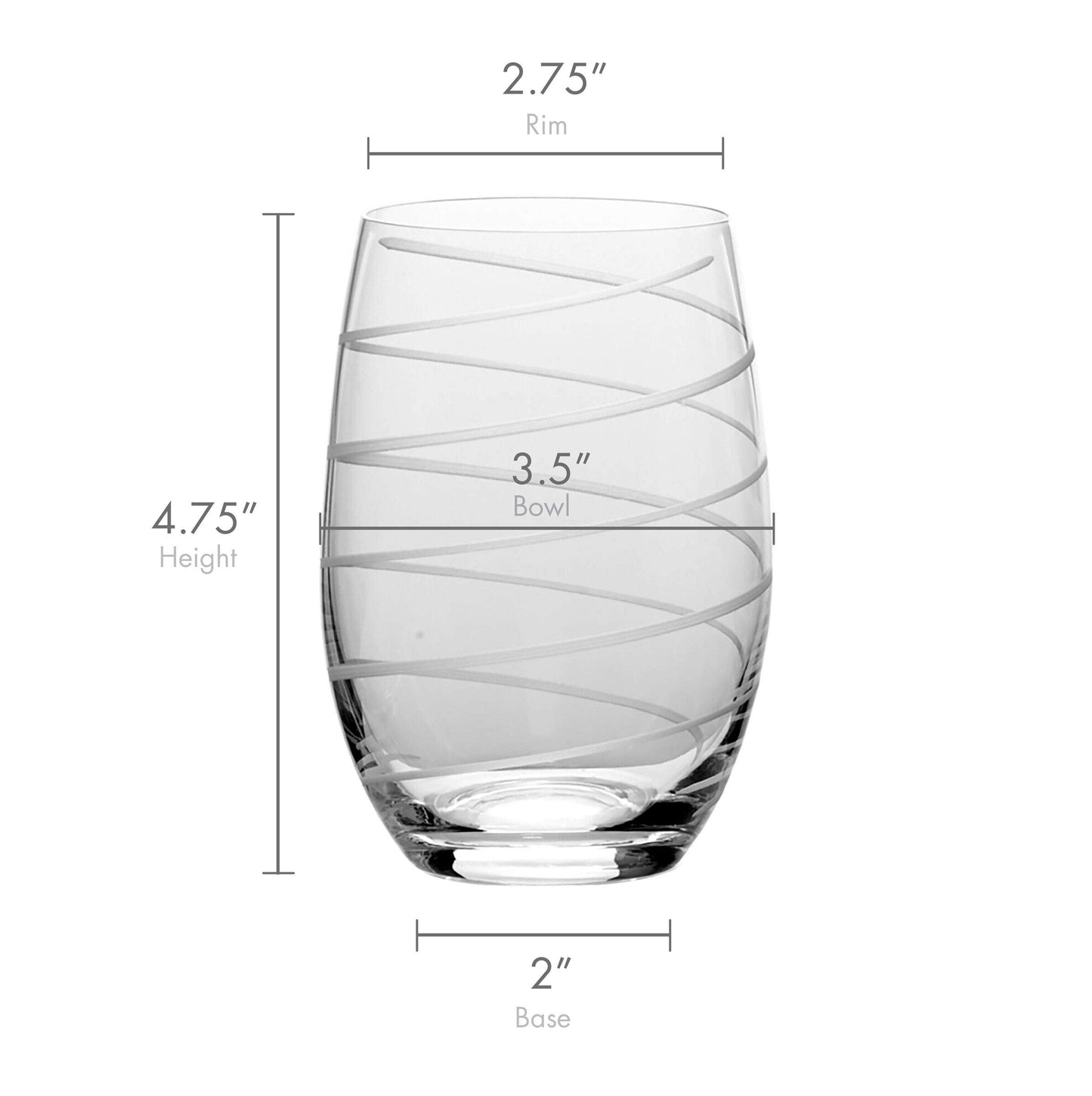 Mikasa Cheers Stemless Wine Glass, 17-Ounce, Set of 4