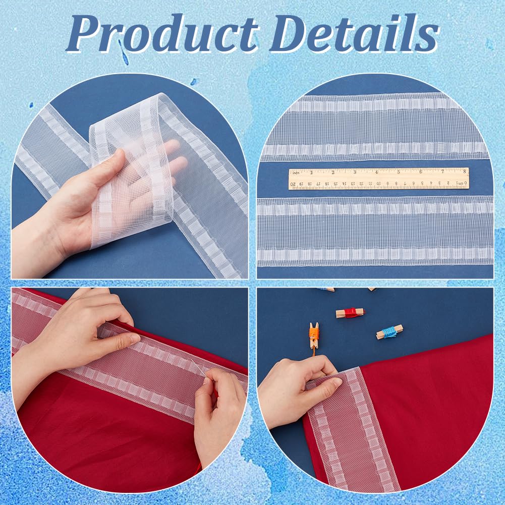 BENECREAT 27 Yard Wave Curtain Tape, White Nylon Drapery Header, 3.15 Inch Transparent Pleat for Installing & Fixing Curtains