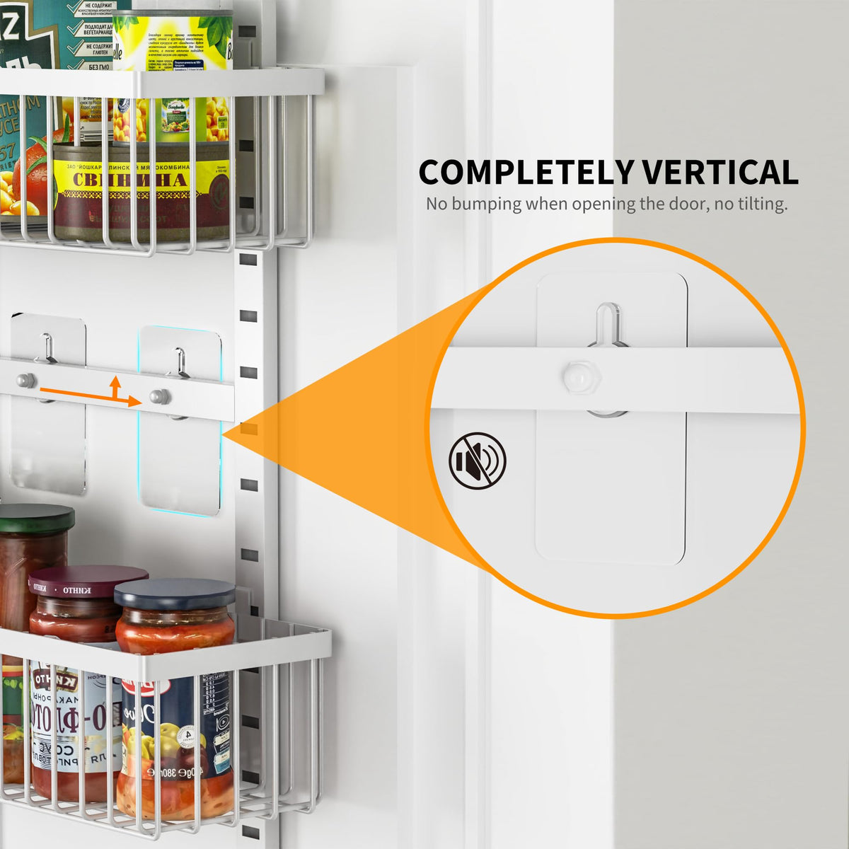 Moforoco Over The Door Pantry Organizer, Pantry Door Organizer Shelves, Kitchen Organizers and Storage, Hanging Basket Wall Spice Rack Seasoning Shelves, Laundry Room Bathroom accessories（White