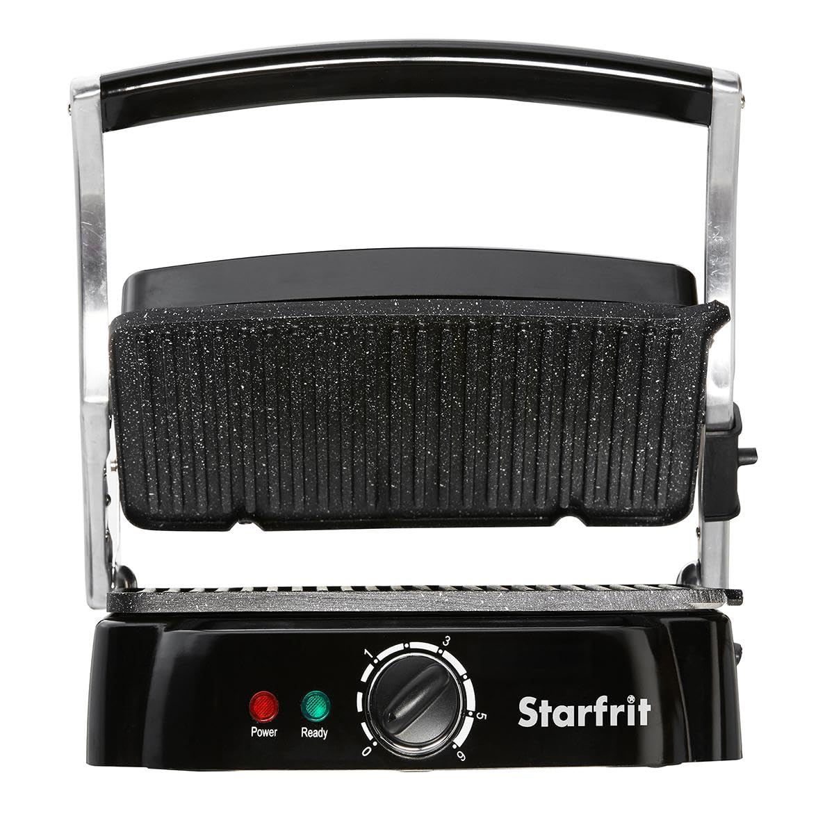 Starfrit The Rock Electric Panini Grill - 14" x 12" - Rock.Tec Non-Stick Cooking Surface - Opens 180 Degrees