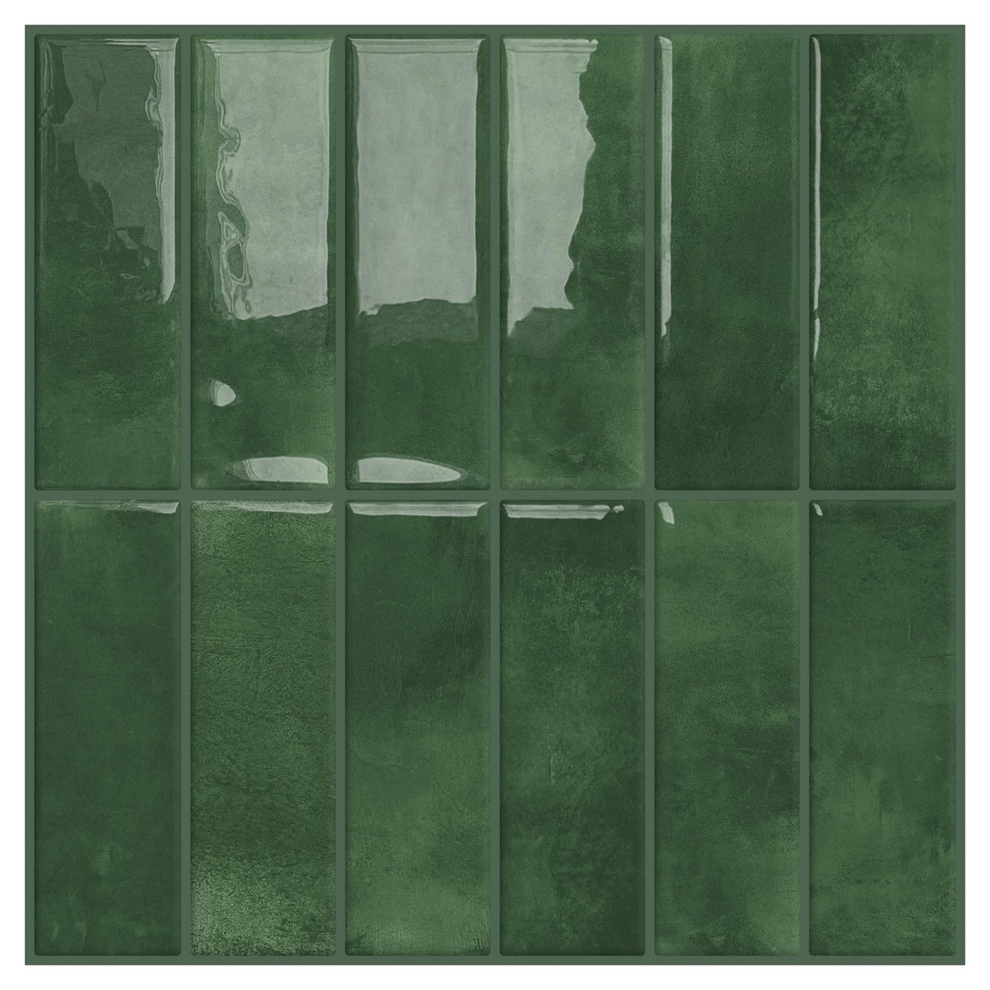 DEWOO Peel and Stick Backsplash Self Adhesive Wall Tiles for Kitchen Bathroom,Mint Green Rectangle 10-Sheet, (12"x 12")