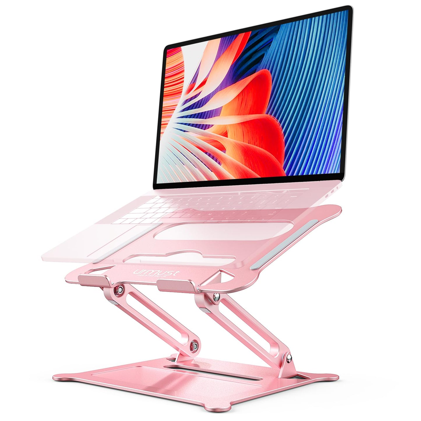 Urmust Laptop Notebook Stand Holder Adjustable Ultrabook Stand Riser Portable Compatible with MacBook Air Pro HP Dell XPS Lenovo All laptops 10-15.6"(Rose Gold)