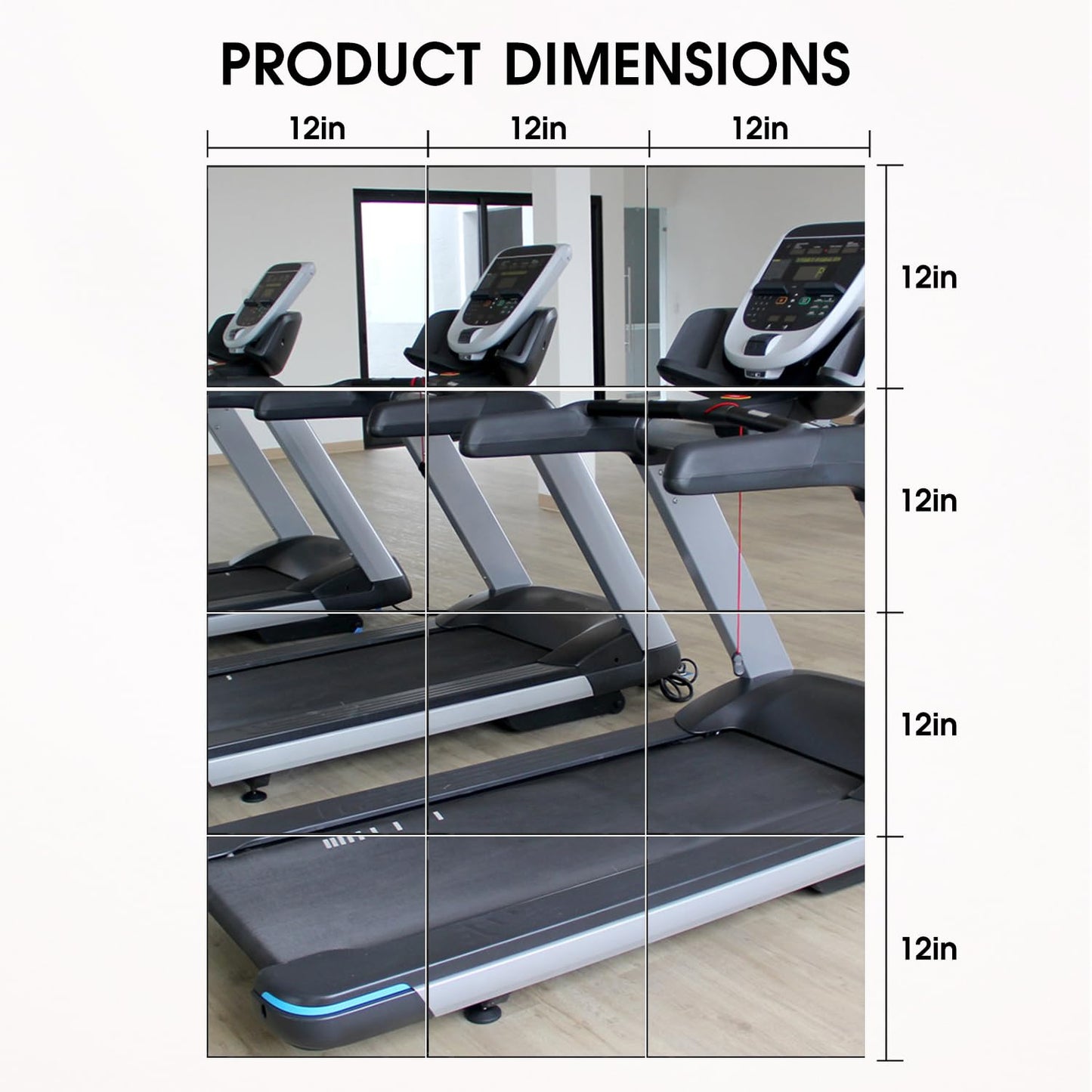 VASUHOME Home Gym Mirrors 12 Inch x 12PCS, HD Glass Wall Mounted Mirror Tiles for Gym, Bedroom, Living Room, Door, Closet