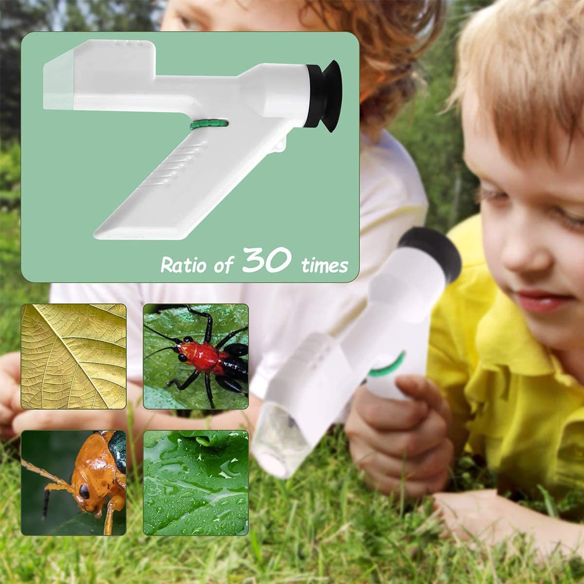 Outdoor Adventure Kit for Kids -16 Pcs Binoculars,Compass,Flashlight,Magnifying Glass Kids,Butterfly Kit,Handheld Microscope,Good Birthday for Kids Ages 4-12