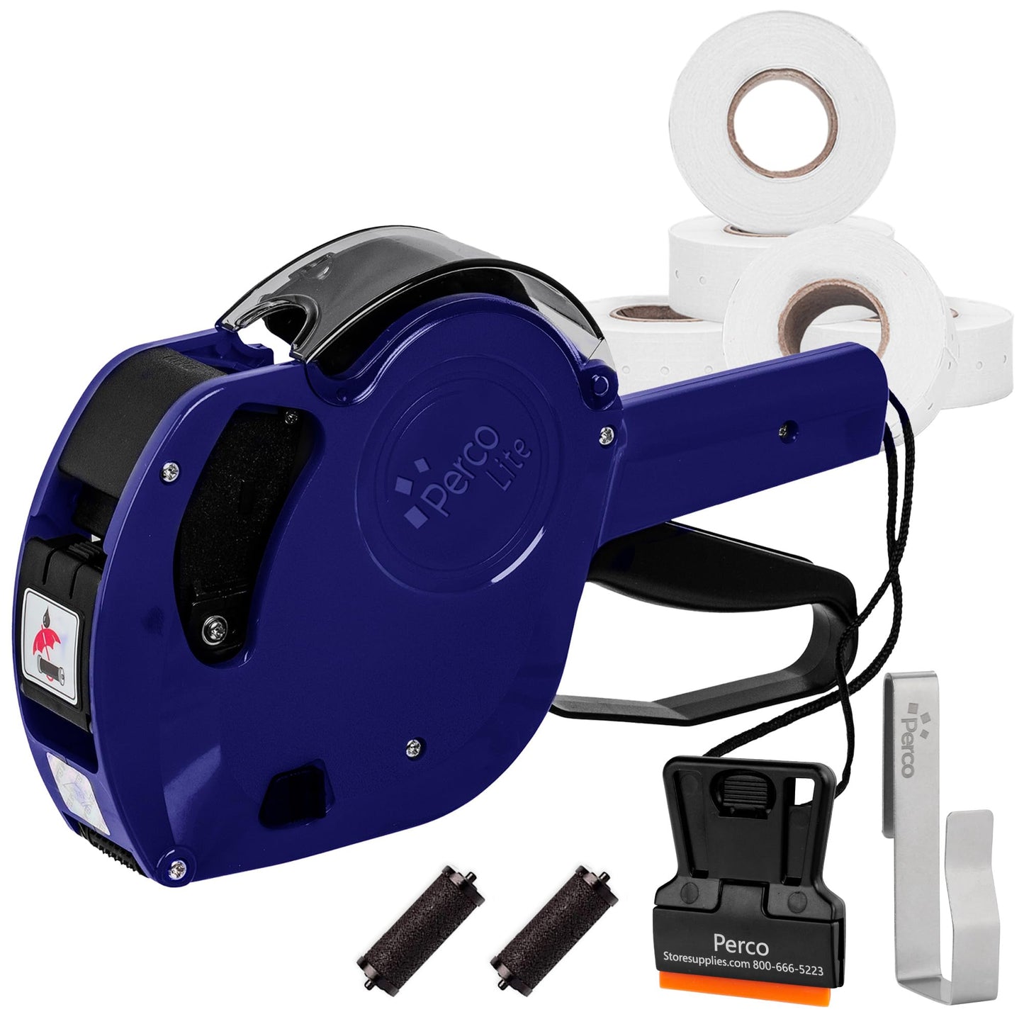 Perco Lite Price Gun Labeler Kit with 5,600 Blank White Labels 2 Ink Rollers