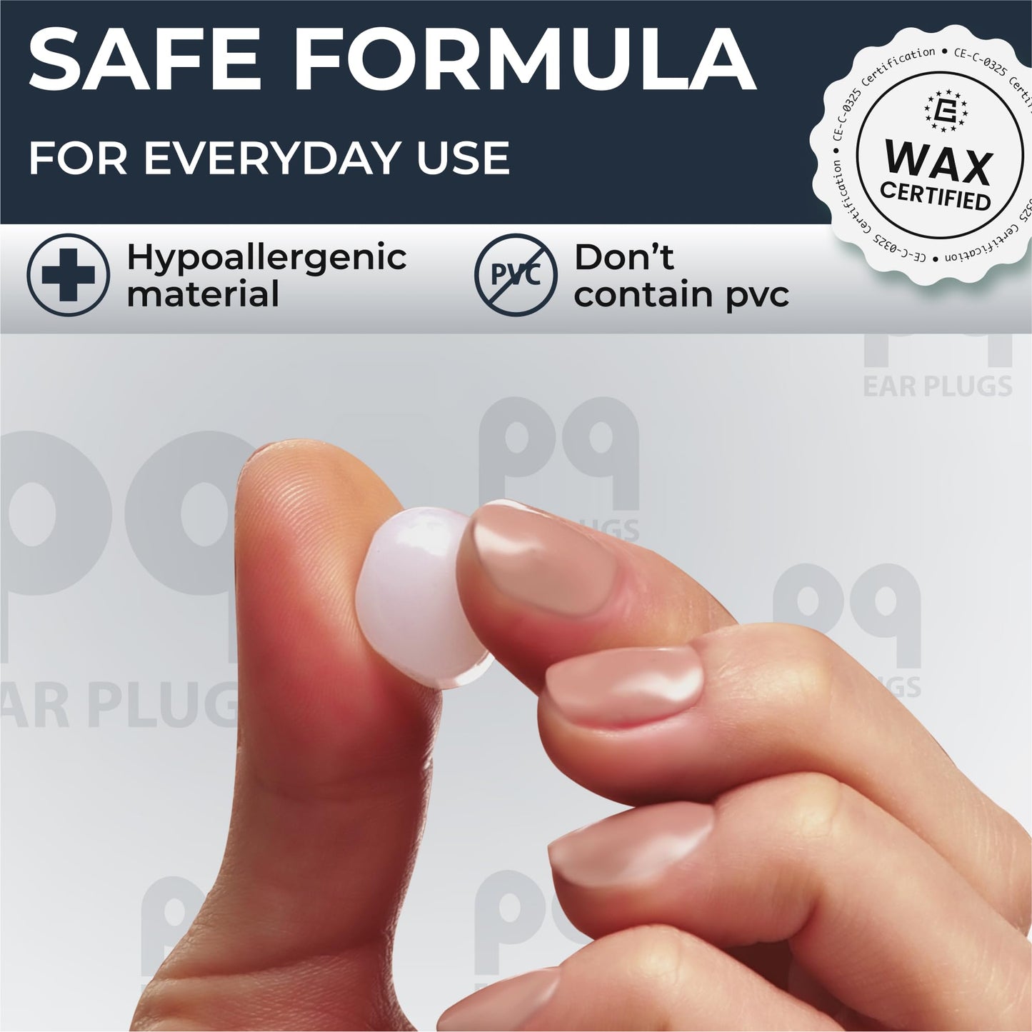 Peace&Quiet | PQ Wax Ear Plugs for Sleeping and Swimming - 50 Soft Silicone Wax Earplugs for Noise Cancelling, Ear Protection, and Sound Blocking Level of 32 dB (50 Pillows) (White Color 50, 50 White Count + 2 Mini Cases)