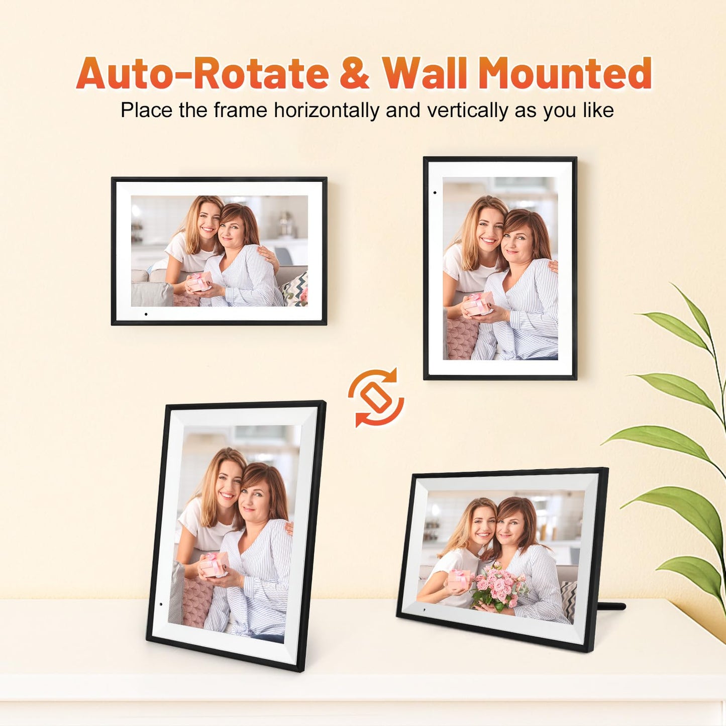 Anna Bella Digital Photo Frame 10.1 Inch with 1280x800 HD IPS Touch Screen, 32GB WiFi Digital Picture Frame with App Sharing, Auto-Rotate Photo Frame with Sleep Mode, Gift for Parents, Friends