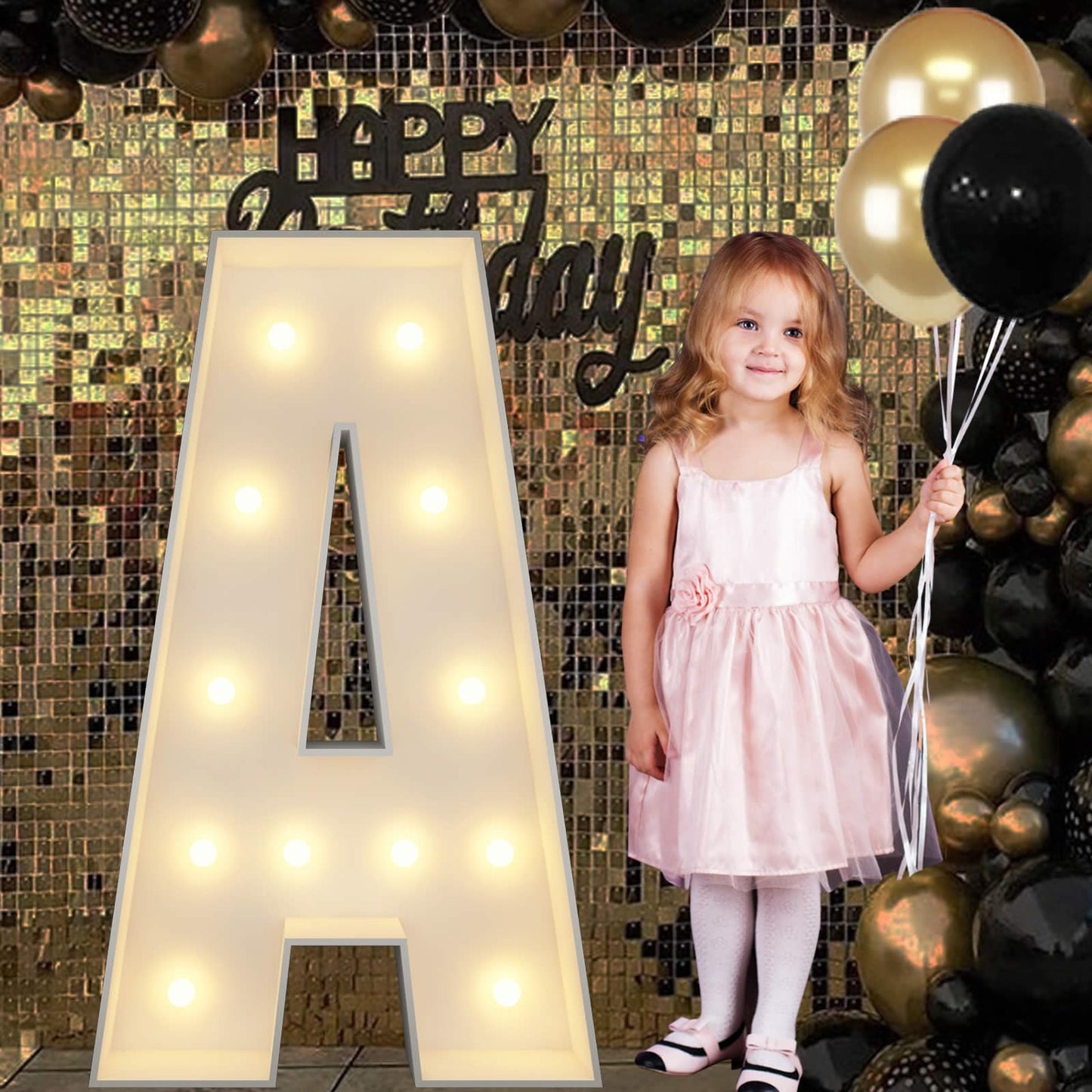 4FT Marquee Light Up Letters A, Big Marquee Letter for Birthday Graduation Baby Shower Birthday Engagement Wedding Marry Me Party Decor (4FT, A)