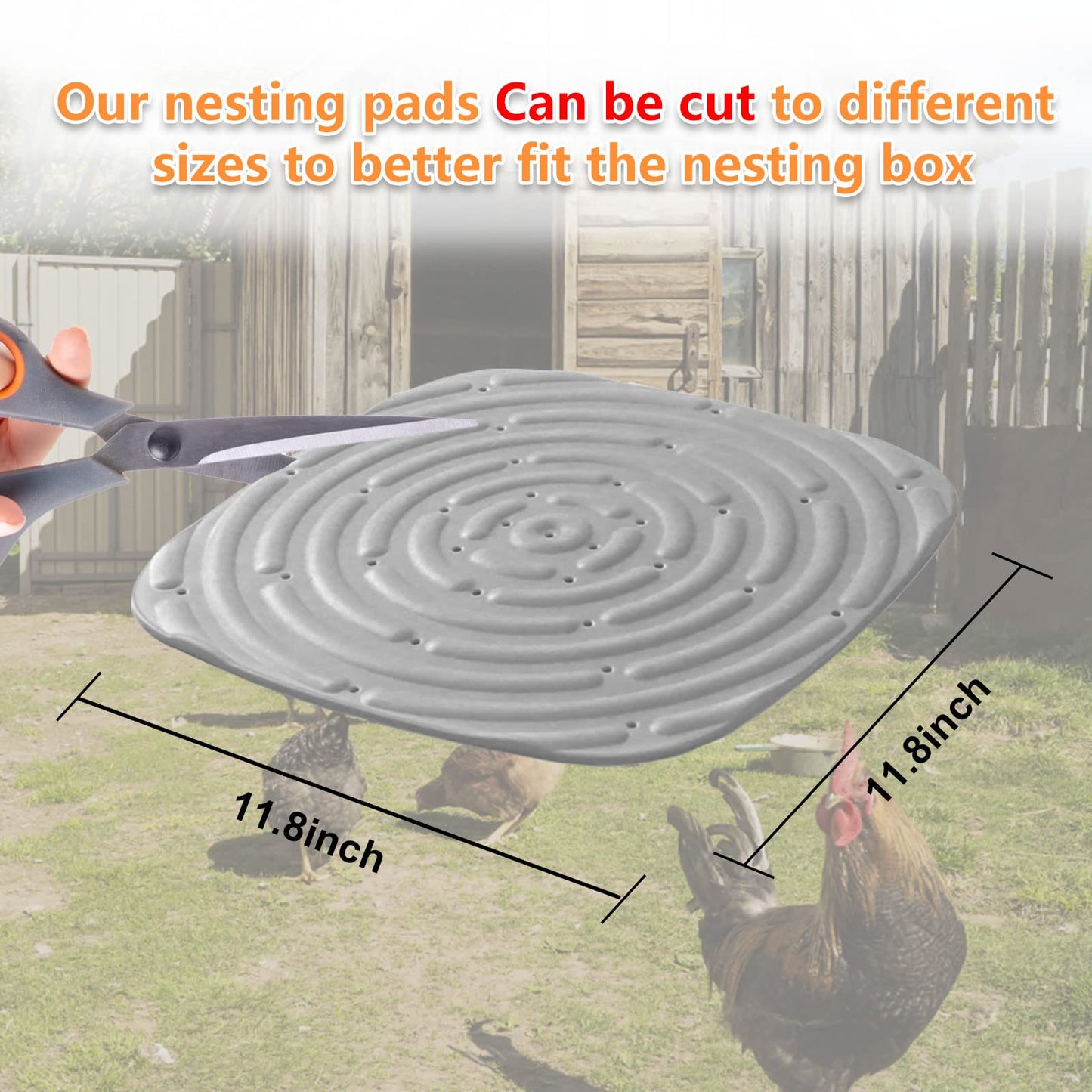 8 Pack Washable Nest Pads, Sponges Nesting Box Liners, Chicken Bedding for Coop, Laying Eggs Boxes, Nesting Pads, Coop Accessories (Gray)