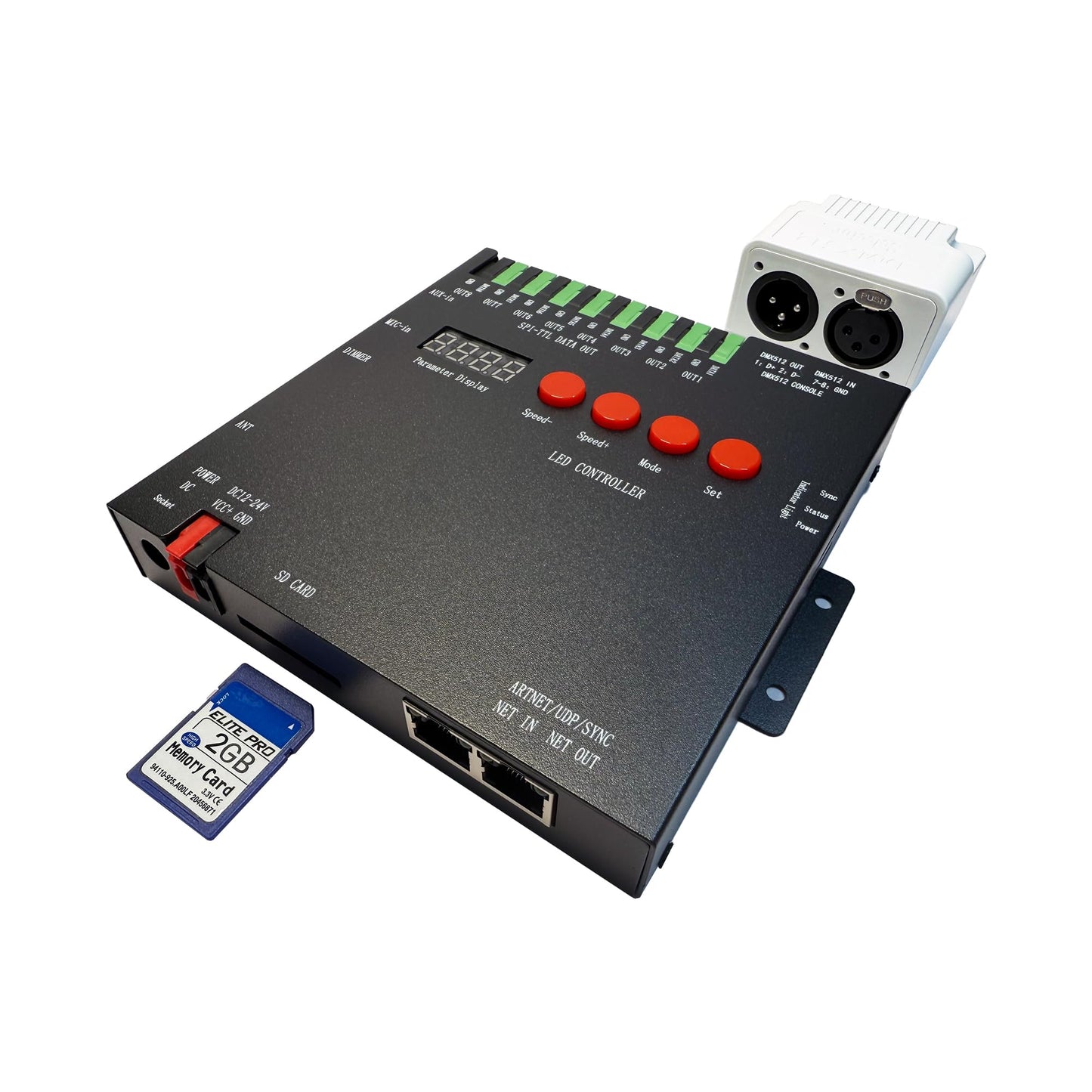 CANRIA K8MINI ARTNET+DMX Console LED Pixel Controller, for SPI-TTL LED Light, Online Offline, Addressable Programmable, 2G SD Card With 96 Program Modes and Offline Software.