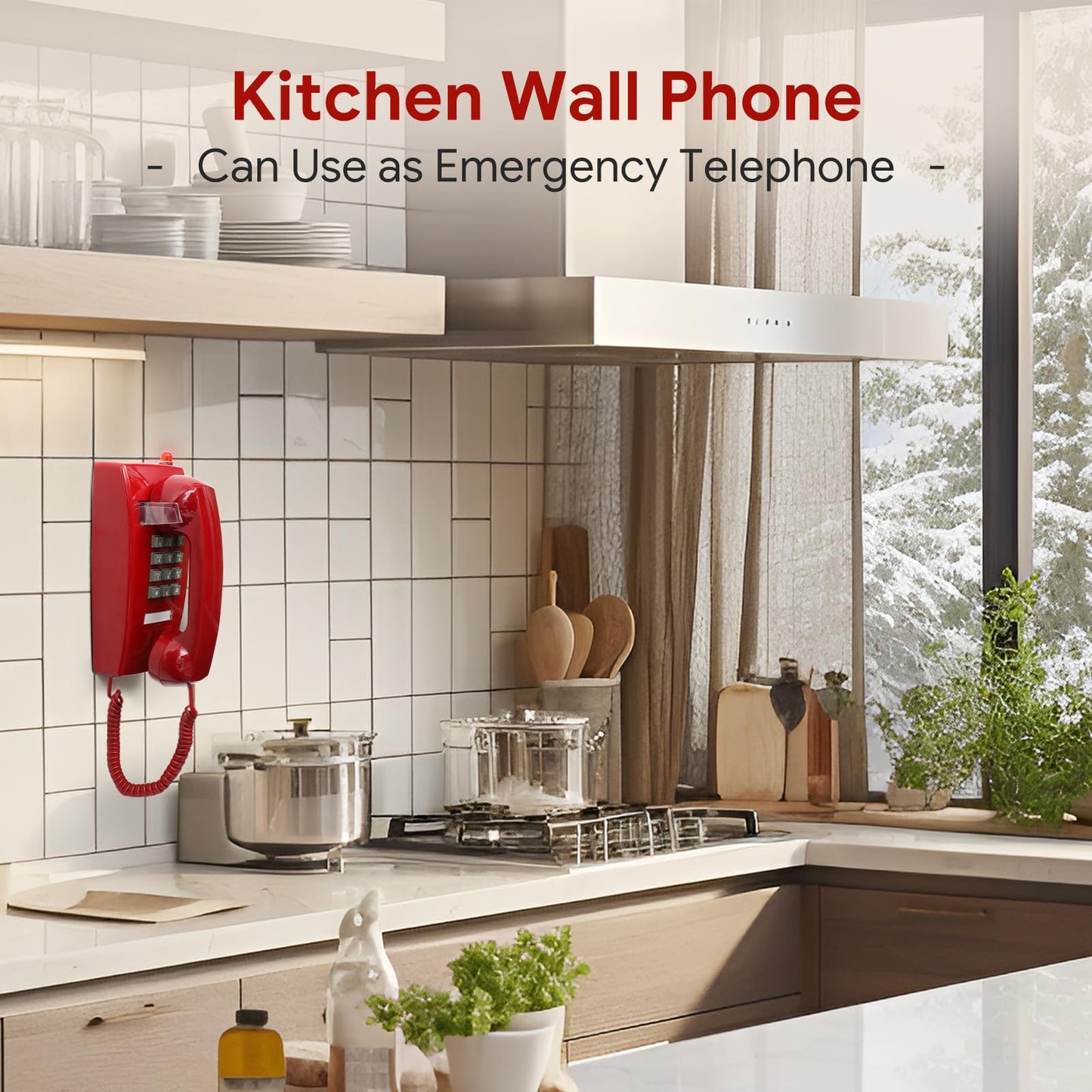 Retro Wall Phones for Landline with Mechanical Ringing Classic Corded Wall Mounted Telephone with Indicator Waterproof Old Style Phone for Home Hotel and Office