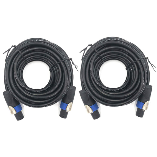 2 Pack 15ft Pro Speakon to Speakon Cable, Pair 12AWG Patch Cords, Professional Audio Cable Cord with NL4FC Connector