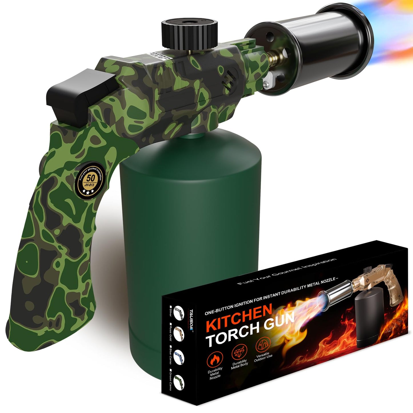 Kitchen Torch, Adjustable Cooking Torch with Built-in Igniter, Powerful BBQ & Kitchen Torches for Cooking, Searing Steak, Charcoal Starter