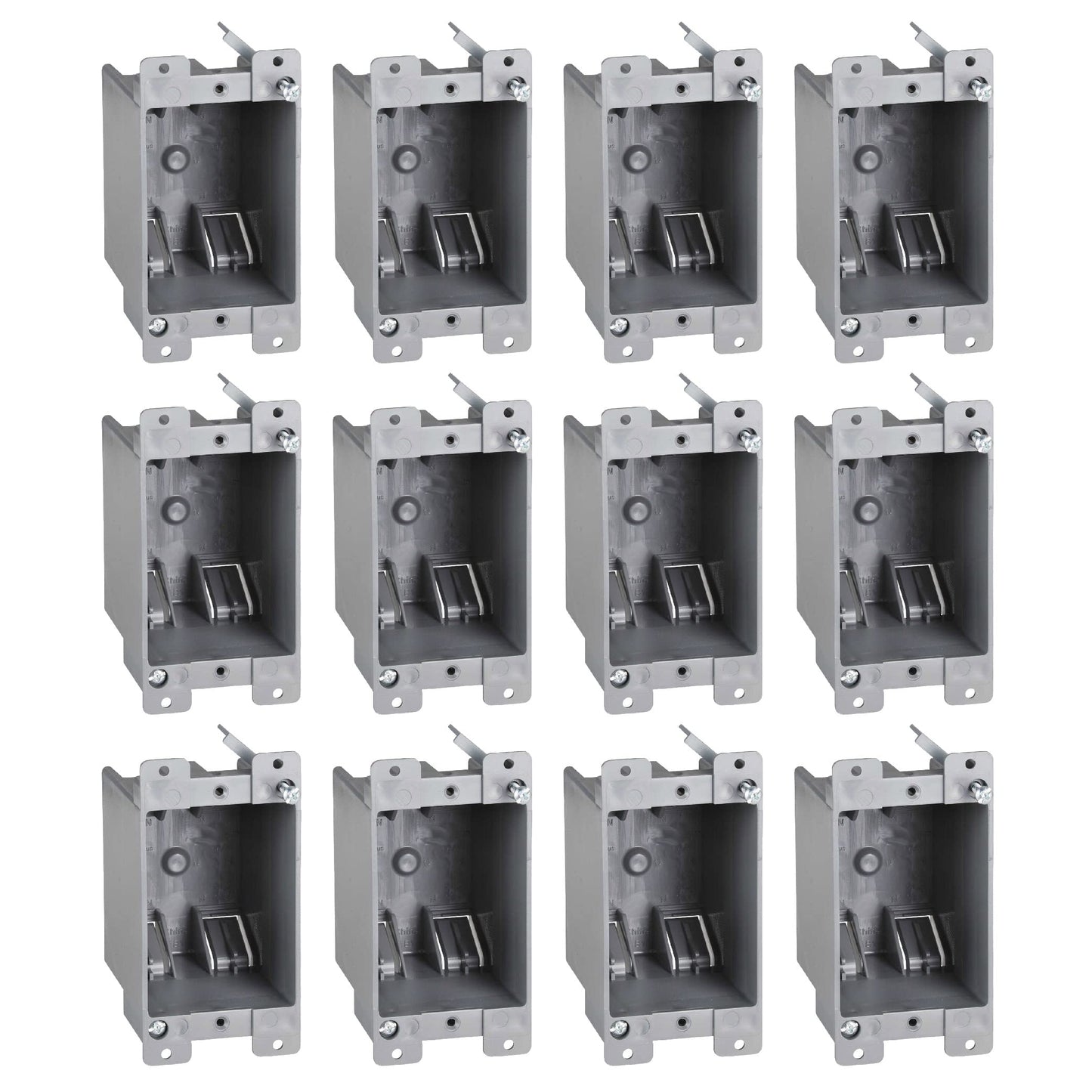 Newhouse Hardware 1-Gang PVC Old Work Electrical Outlet Box (12-Pack) | 14 cu. in. Plastic Junction Box for Switches, GFCI, or Duplex Receptacle Outlet | Old Work Electrical Box for Home Improvement
