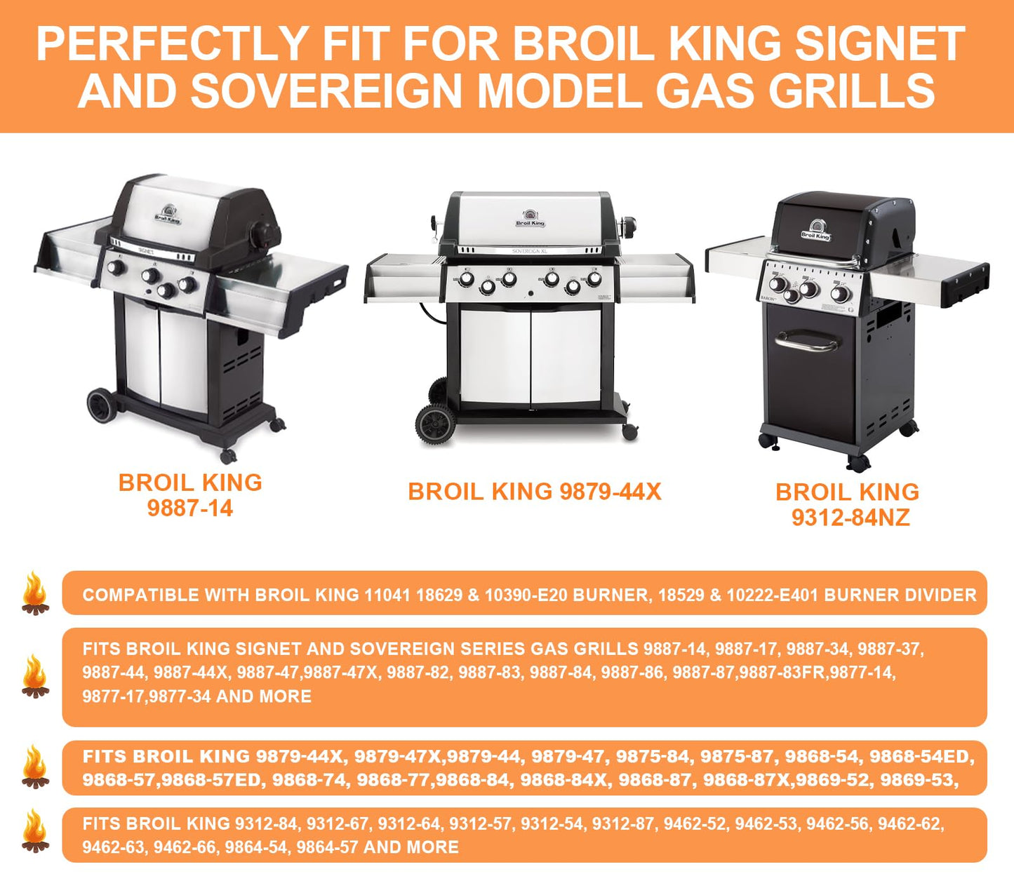PETKAO Replacement Parts for Broil King Signet 20, Signet 90, 9865-54, 9868-54,Broil King Flav-R-Wave BBQ Parts Heat Shields & Grill Burner for Broil King BBQ Accessories, Broil-Mate, Sterling
