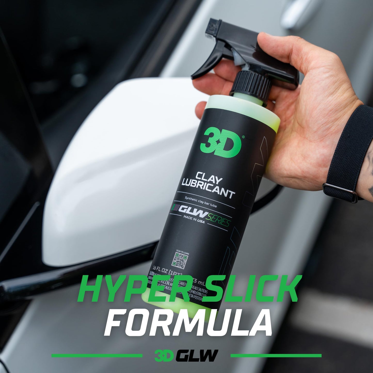 3D Clay Lubricant GLW Series | DIY Car Detailing | Hyper Slick Lubrication for Clay Bars | Eliminates Contaminants from Paint | Ultra Surface Protection | Decontamination Formula | Easy to Use | 16oz