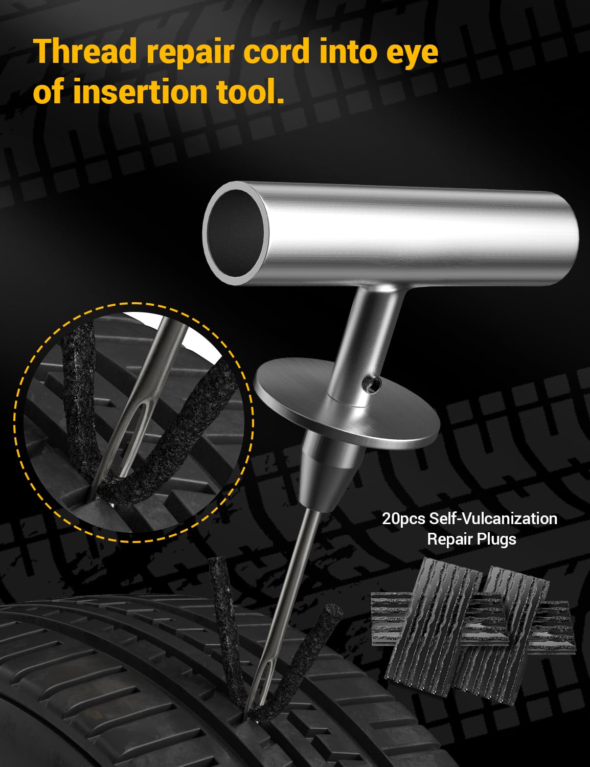 AUTOWN Flat Tire Repair Kit with Plugs for Car, Motorcycle, ATV, Jeep, Truck, Tractor Flat Tire Puncture Repair (54PCS)