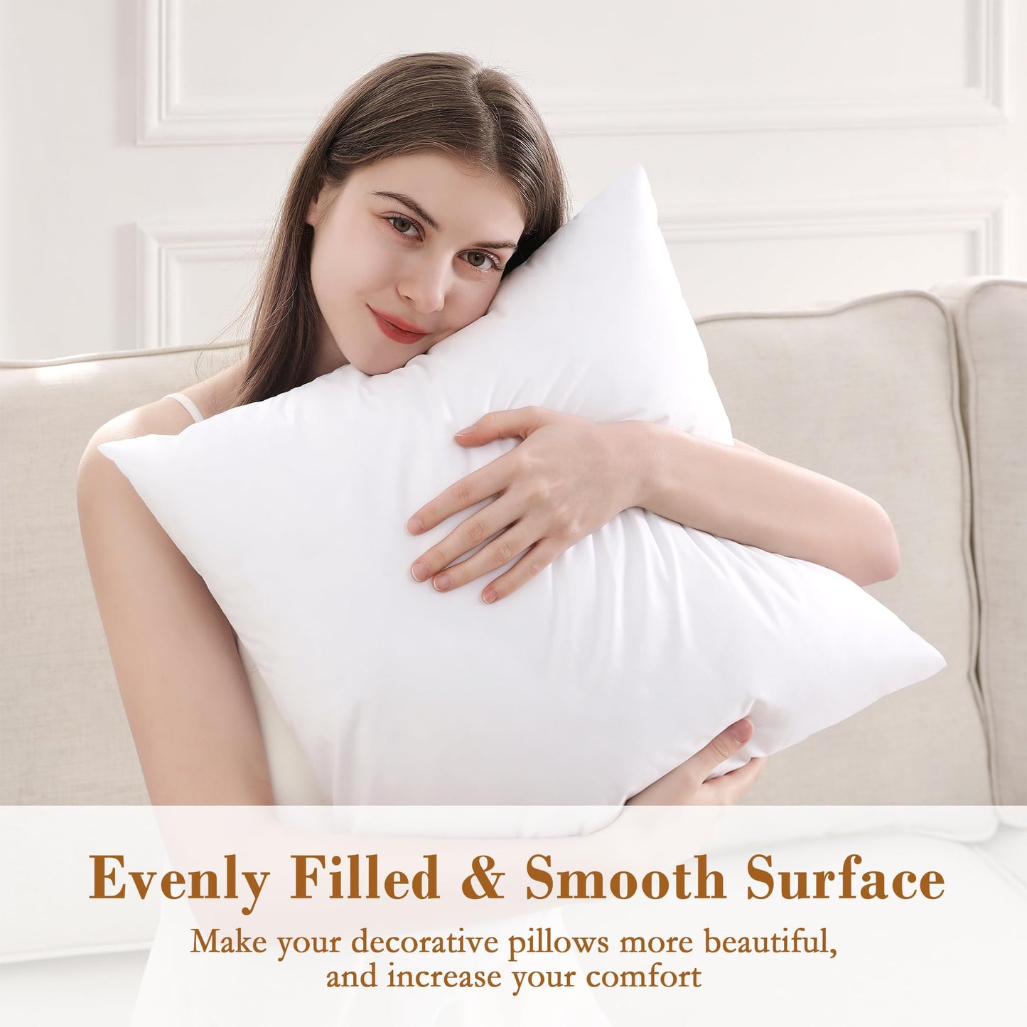 puredown® Euro Pillow Inserts, 26x26 Inch Fluffy Soft Throw Pillow Inserts Filled with Plump Stuffer, Square Decorative Pillows for Couch, Sofa, Bed and Home Decor