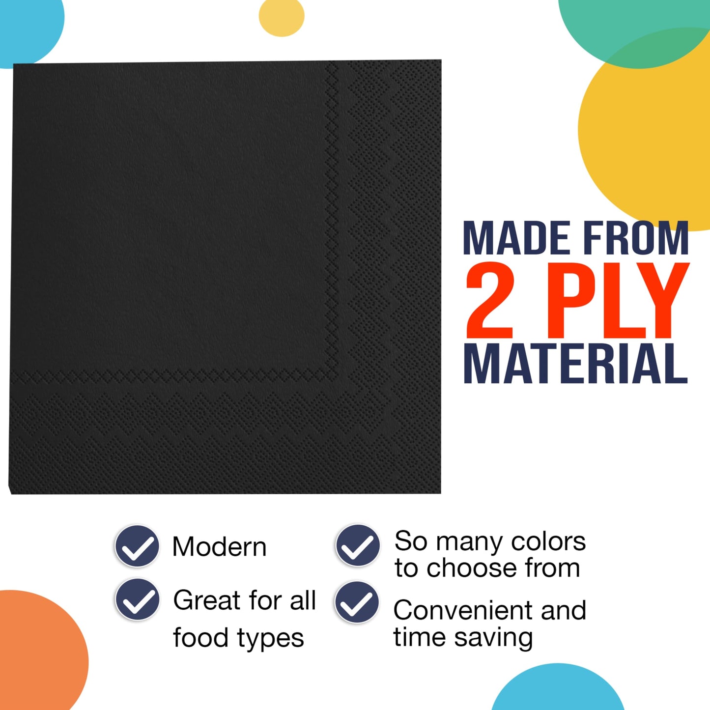 300 Pack Black Napkins Disposable, 2 Ply Party Napkins, Black Disposable Napkins, Fun Napkins Everyday – Great As Luncheon Or Dinner Napkins Paper Exquisite