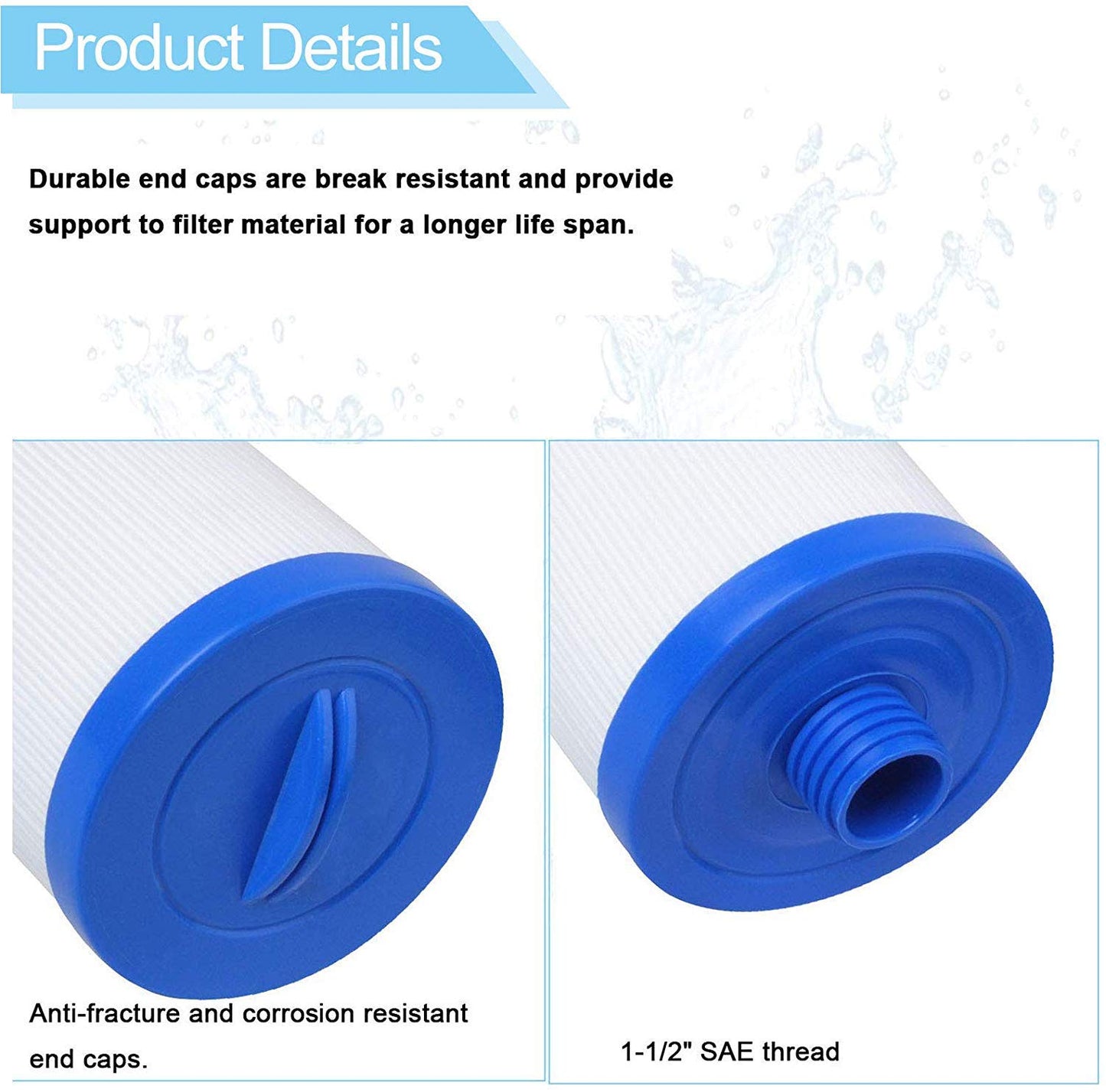 PWW50 Spa Filter Compatible with Pleatco Spa Hot Tub Filter, PWW50P3 Filter Compatible with Unicel 6CH-940, Filbur FC-0359, Waterways 817-0050 Front Access Skimmer Aber Hot Tubs, 2 Pack