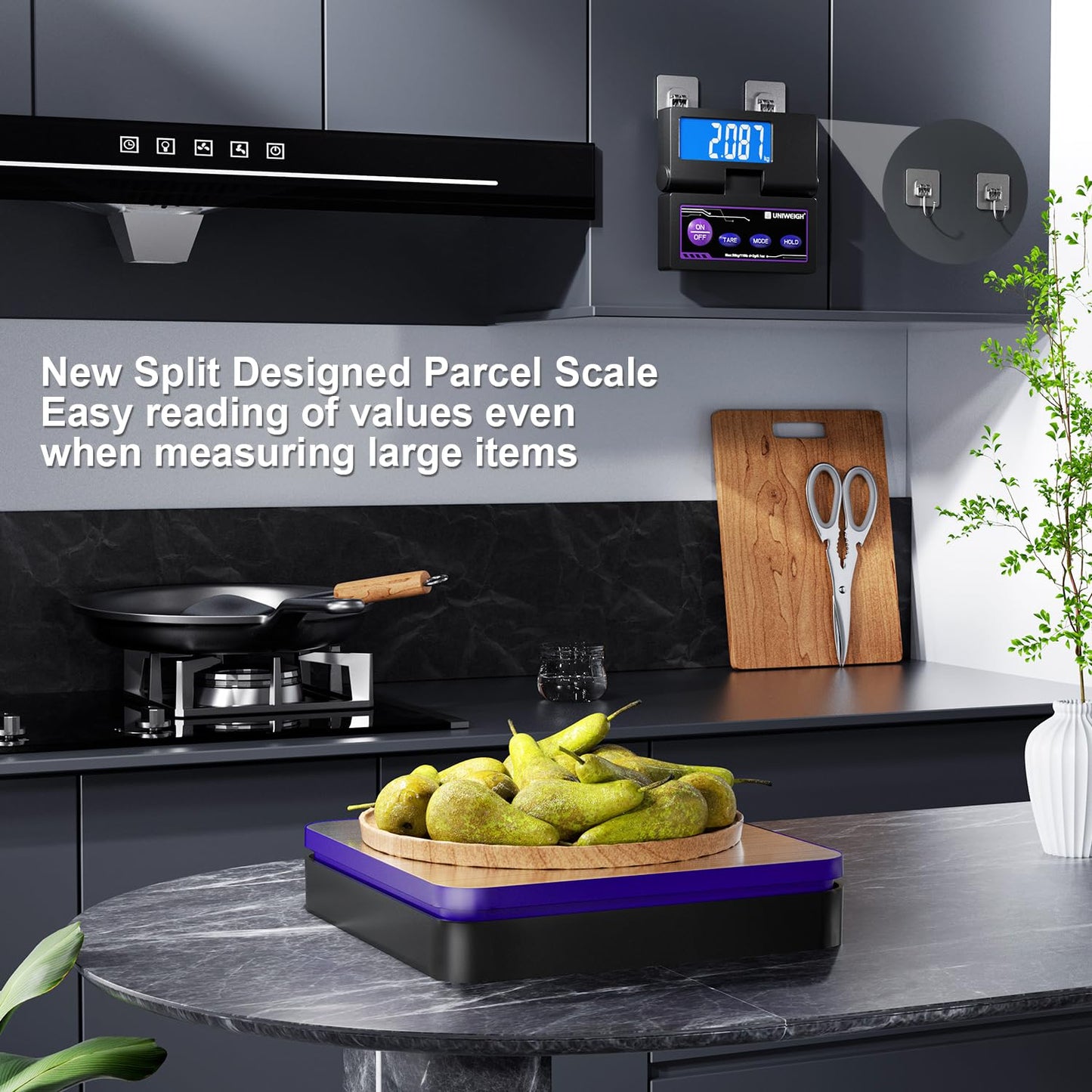 UNIWEIGH Digital Shipping Postal Scale 110lbs/0.1oz Accurate,Foldable LCD,Package Scale with Stainless Steel Platform/5 Units/Tare/Hold Function,Postage Scale for Packages,Mail Scale,Black + Purple