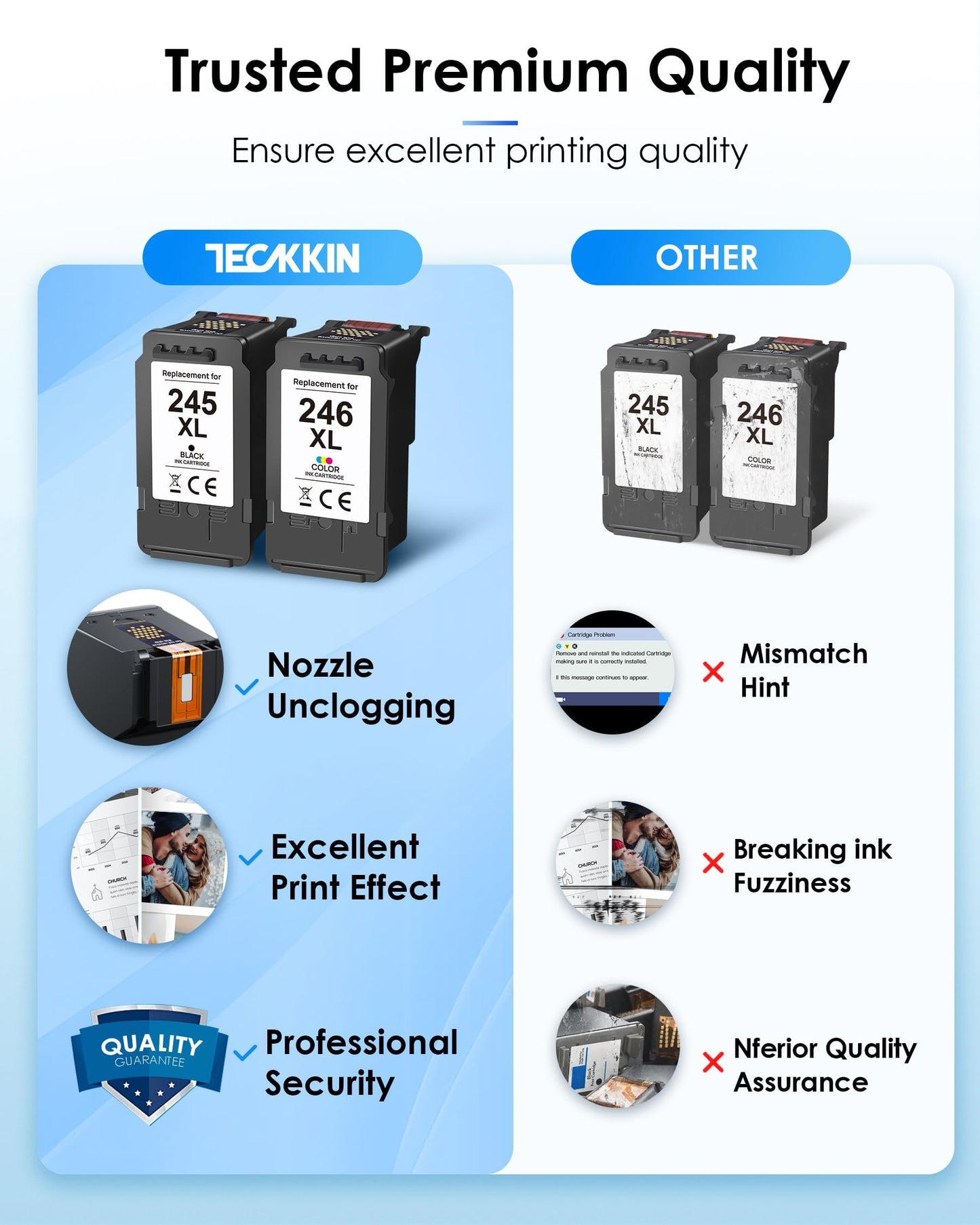 245XL 246XL Ink Cartridge Replacement for Canon Encre 245 246XL Black Color, for Canon TS3420 Ink Cartridges, Compatible with Canon PIXMA TS3420 TS3320 MG2525 MG2522 MG3020 MG2920 MX492 Printer