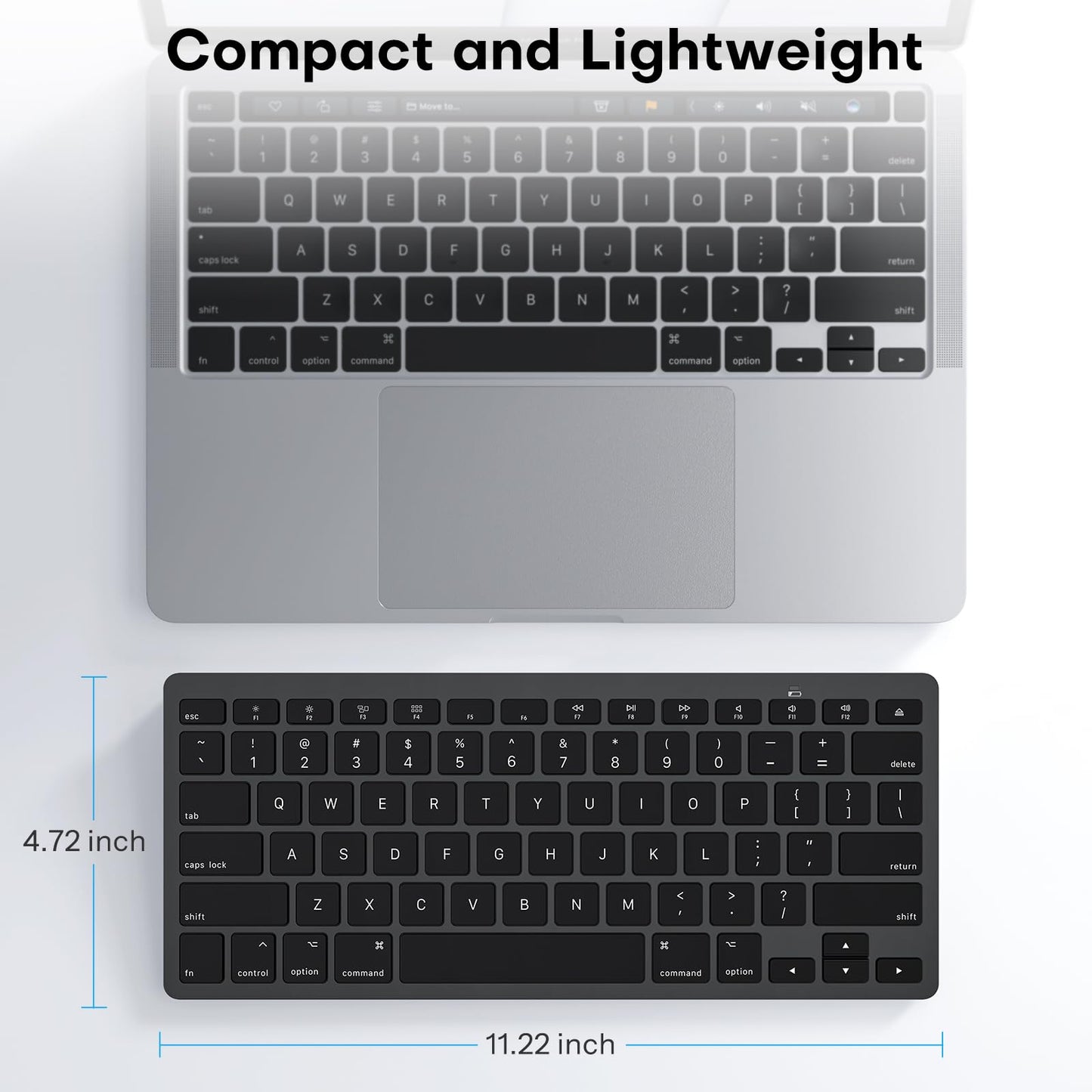Bluetooth Keyboard for Mac, OMOTON Compact Wireless Keyboard Compatible with MacBook Pro/Air, iMac, iMac Pro, Mac Mini, Mac Pro Laptop and PC,Black