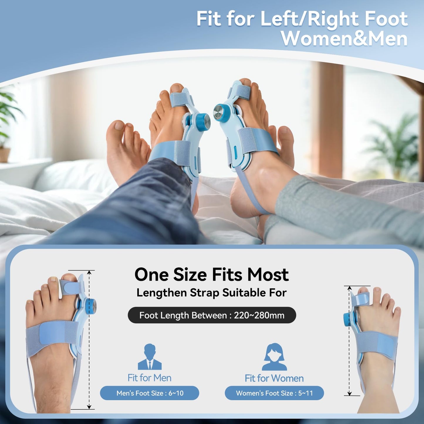 Bunion Correctors for Women Men, Orthopedic Bunions Correction, Adjustable Toe Straightener with Silicone Pad, Bunion Splints Suitable for Left/Right Feet (1PC)