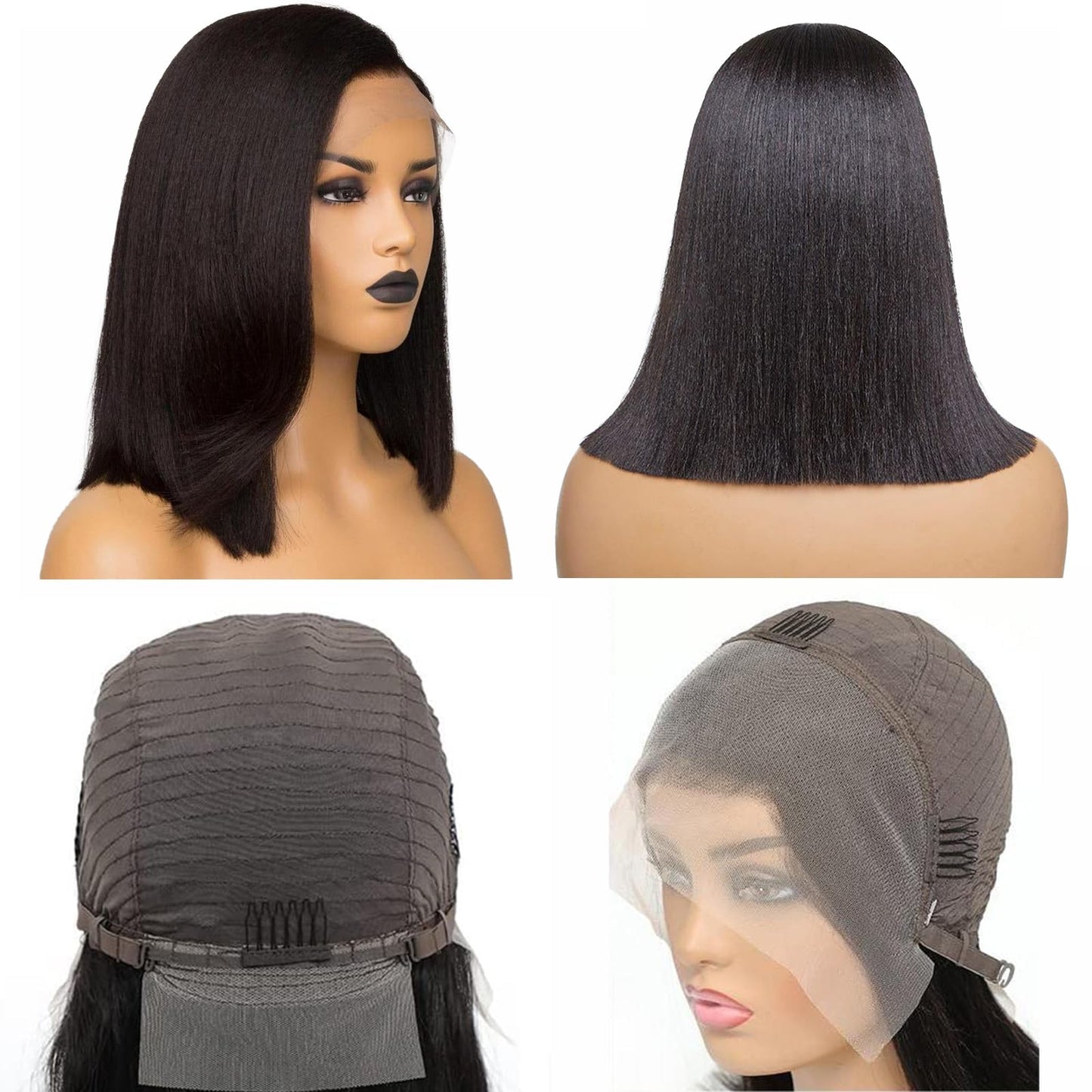 Bob Wig Human Hair Lace Front Wig Human Hair Short Bob Wigs Human Hair for Women 13X4 HD Transparent lace Front Pre Plucked With Baby Hair 150% Density Short Bob Wigs Human Hair for Women (13x4 Bob Wig Human Hair Black, 12 Inch)