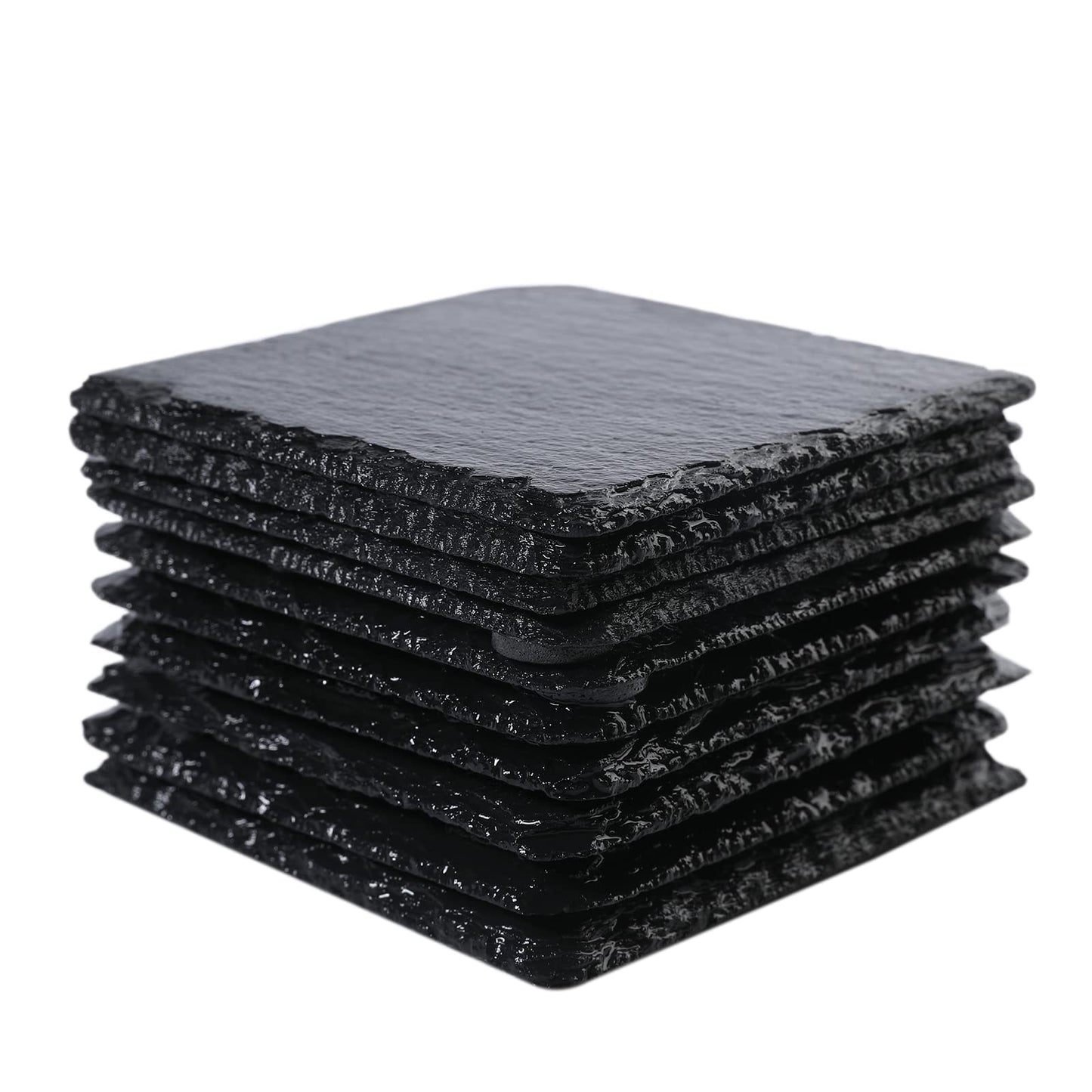 60packs Bulk Slate Coasters, Anti-Slip Drink Coasters, Engraving Available, Bulk Square Coasters for Drinks, Black Stone 4 x 4 Inch Square