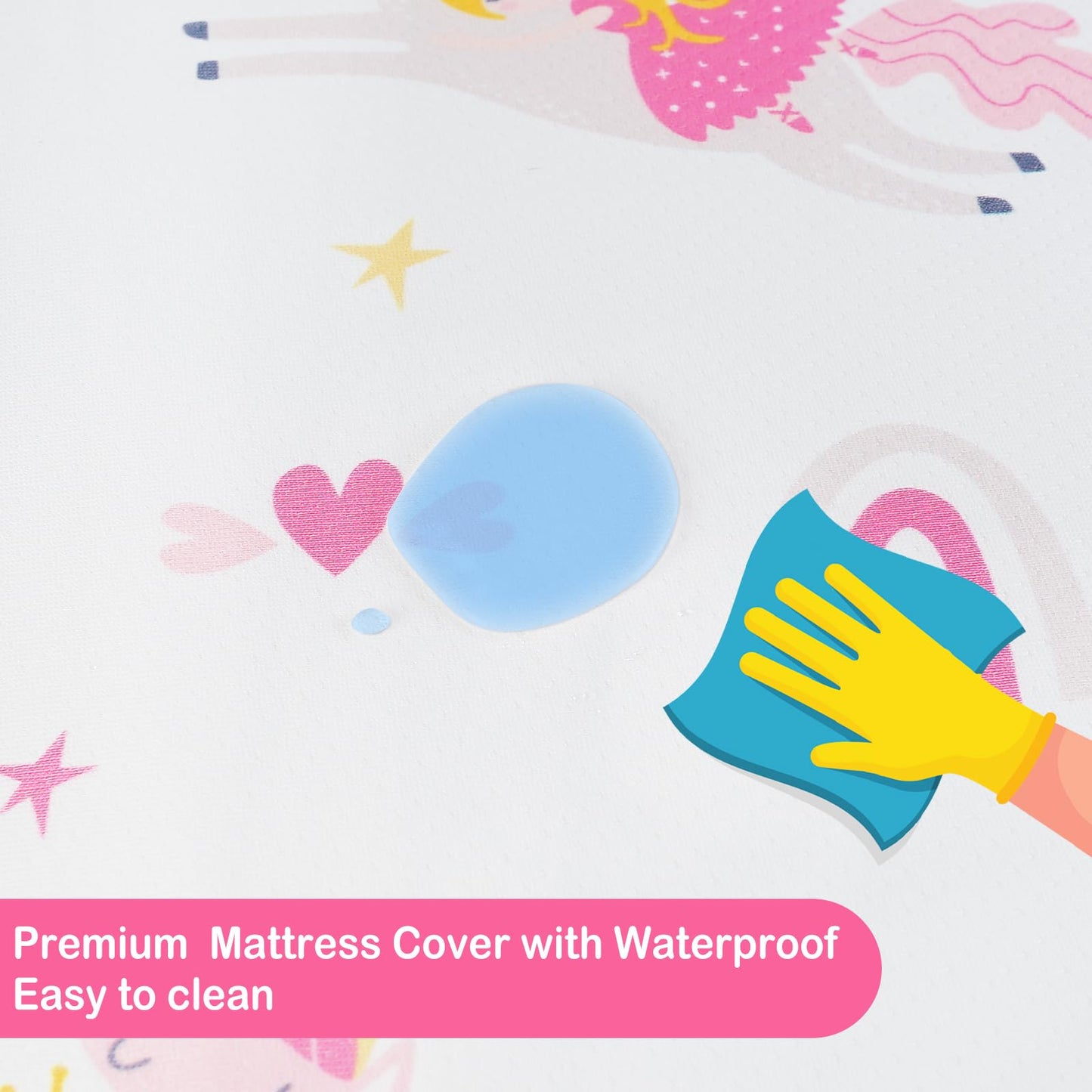 Viviland Toddler Mattress, 38" X 26" Pack N Play Mattress Premium Soft Foam Portable for Pack and Play Topper, Breathable, Comfortable and Stable, Unicorn Printed Mini Pad for Baby Mattresses