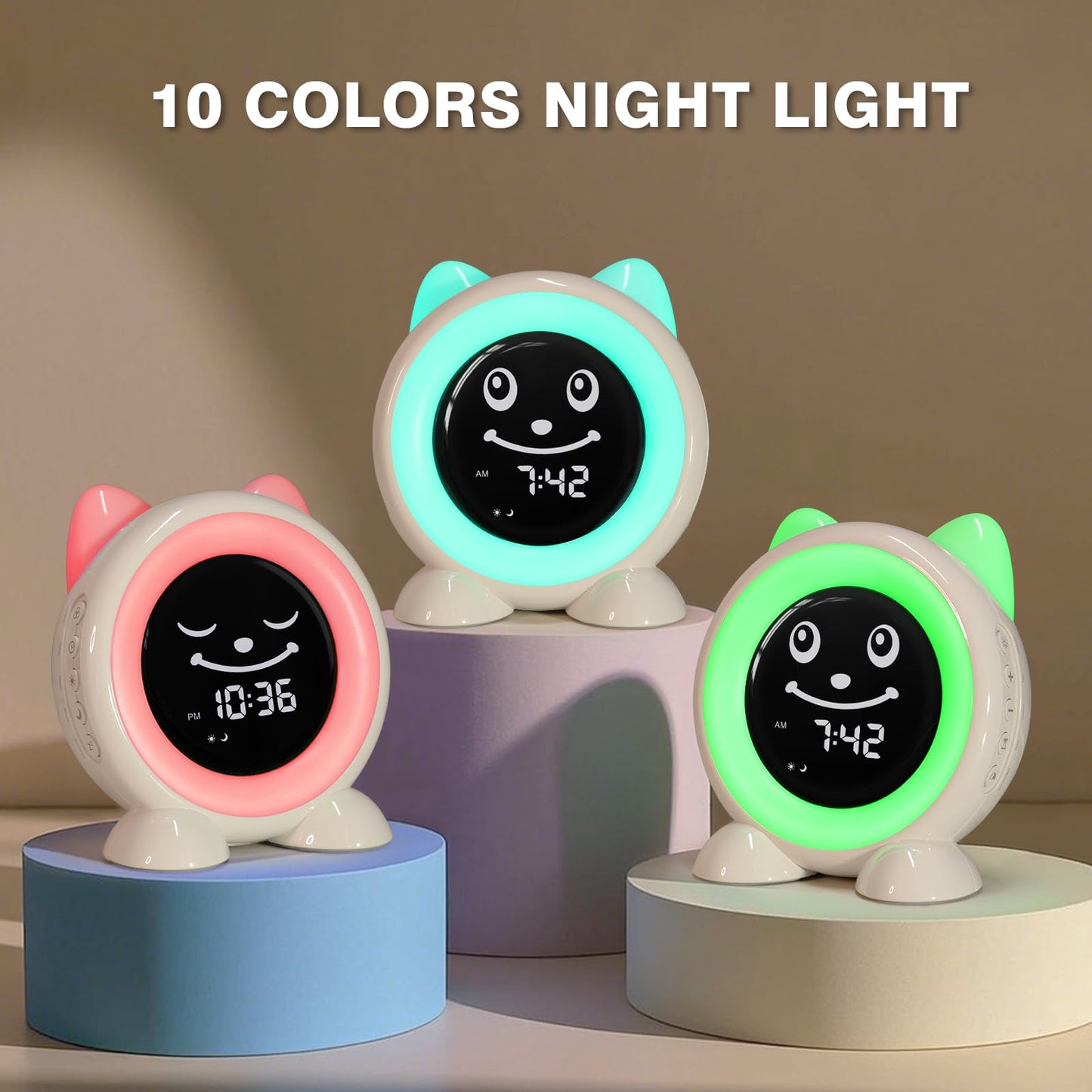 I·CODE Time to Wake Kids Alarm Clock,Toddler Sleep Training Clock with Night Light & Nap Timer,Gift for 2-10 Years Old Children Boys Girls