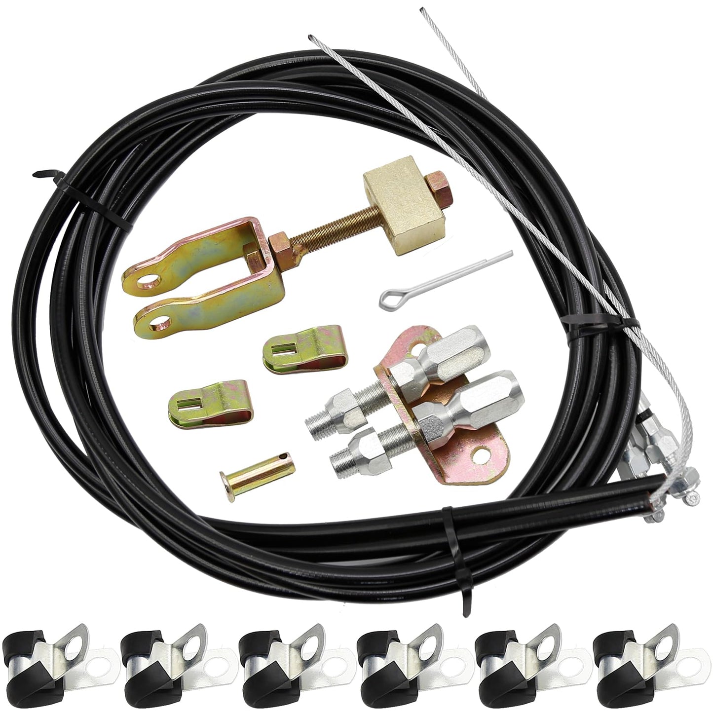 Vkinman 330-9371 Universal Emergency Parking Brake Cable Complete Kit 110" Long Cables with 97" Long Sheath E-Brake Set Replace# 140-14415-R