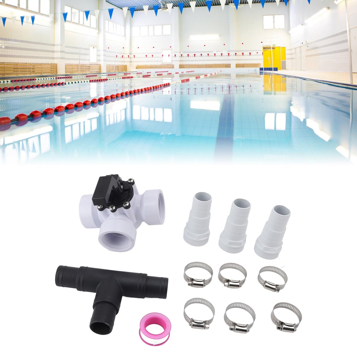 Haofy 3 Way Diverter Valve PVC G1 Threaded Easy Control, Adjustable Stop Feature for Pools Spas